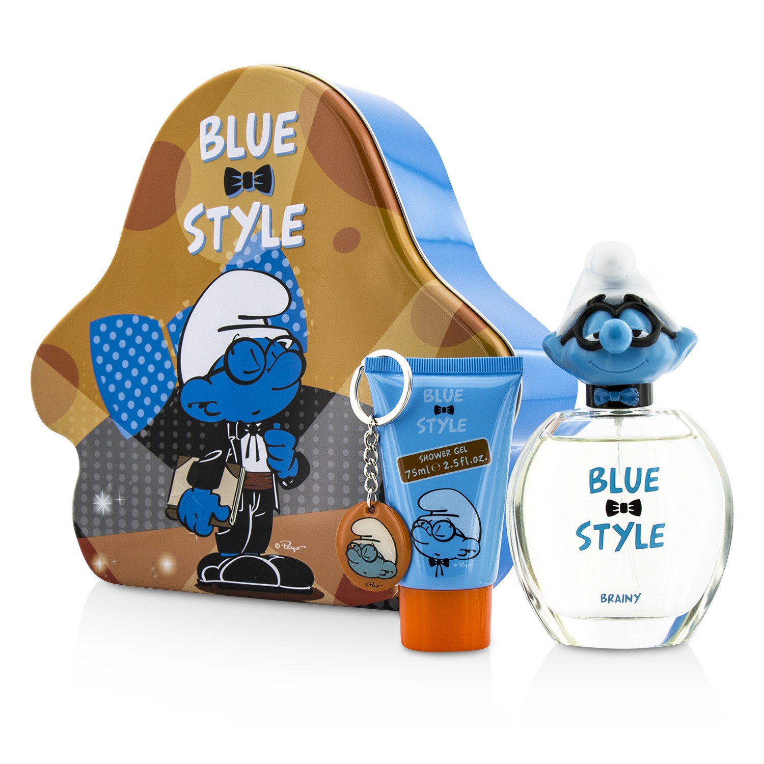 The Smurfs Brainy Coffret: Eau De Toilette Spray 100ml/3.4oz + Shower Gel 75ml/2.5oz + Key Chain 3pcs