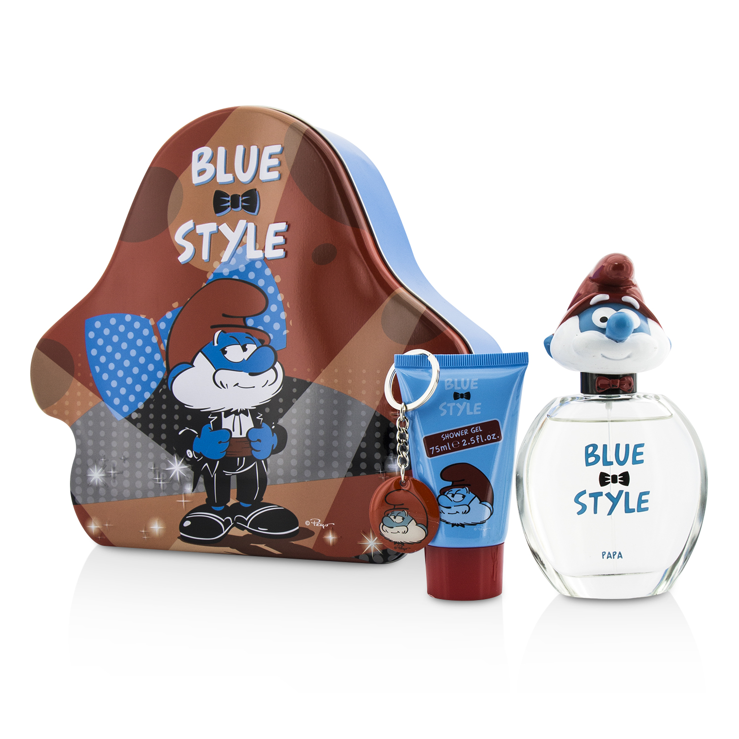 The Smurfs Papa Coffret: Eau De Toilette Spray 100ml/3.4oz + Shower Gel 75ml/2.5oz + Key Chain 3pcs