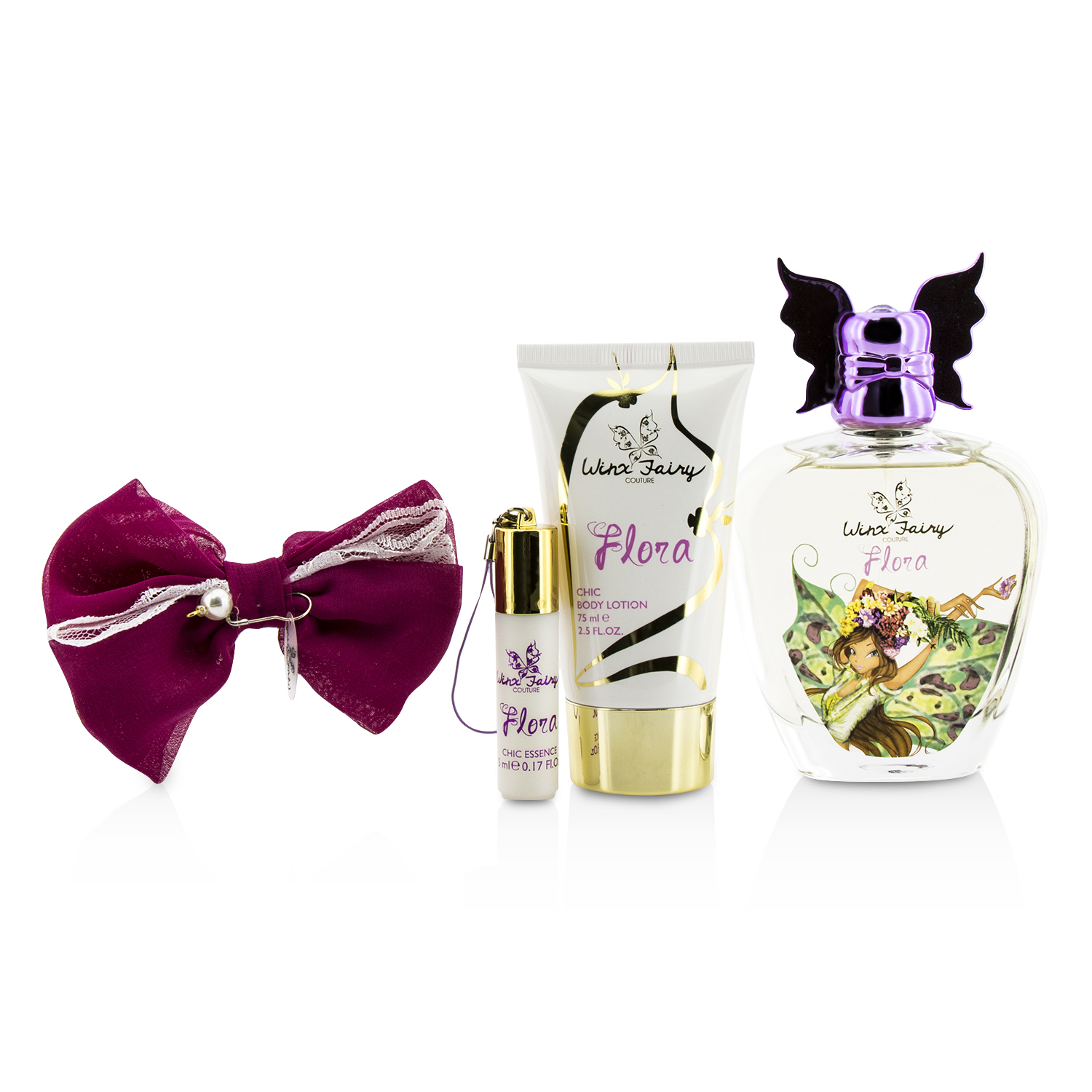 Winx Fairy Couture Stella Chic Essence Coffret: Eau De Toilette Spray 100ml/3.4oz + Body Lotion 75ml/2.55oz + Rollerball 5ml/0.17oz + Hair Clip 4pcs