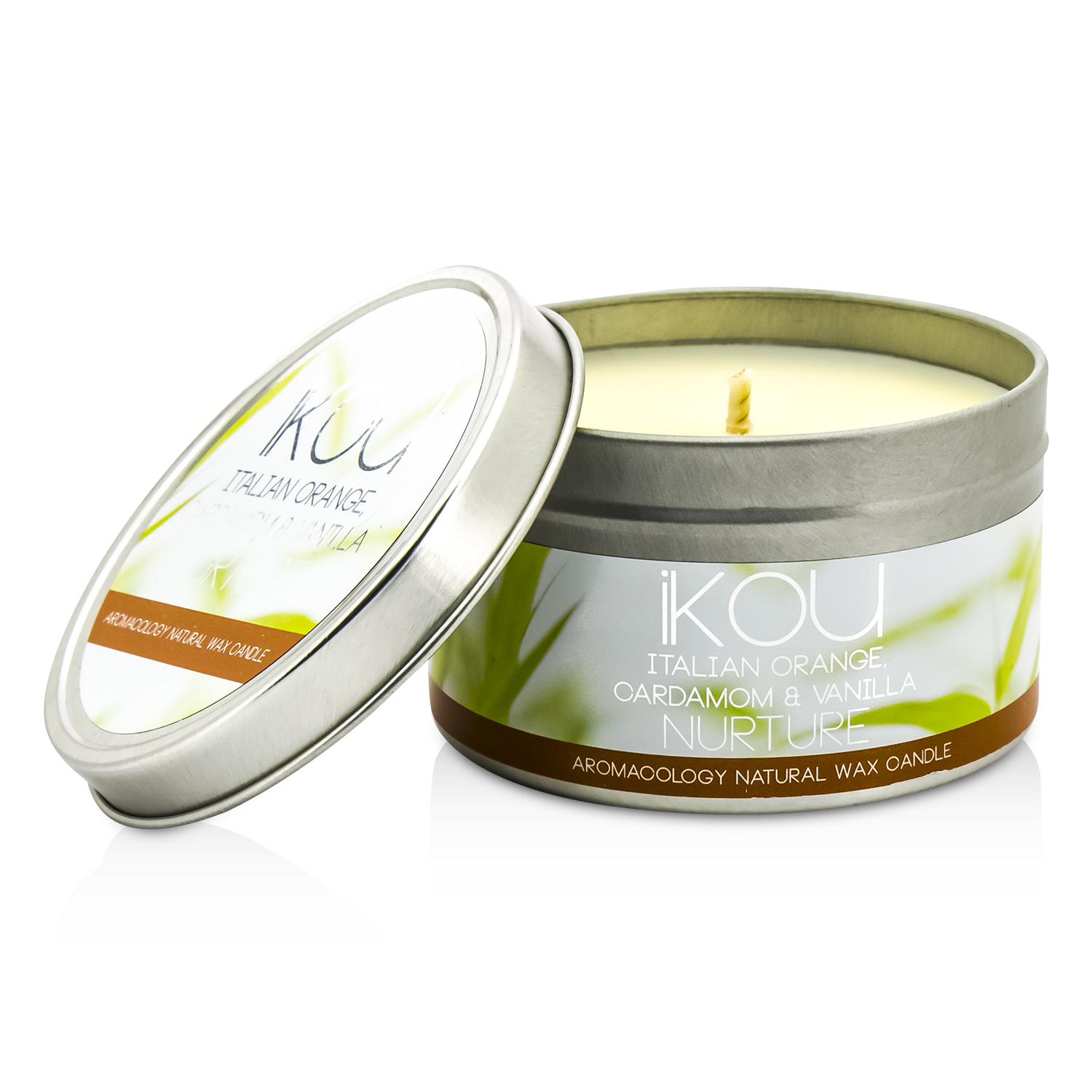 iKOU Eco-Luxury Aromacology Natural Wax Candle Tin - Nurture (Italian Orange Cardamom & Vanilla) 230g/8oz