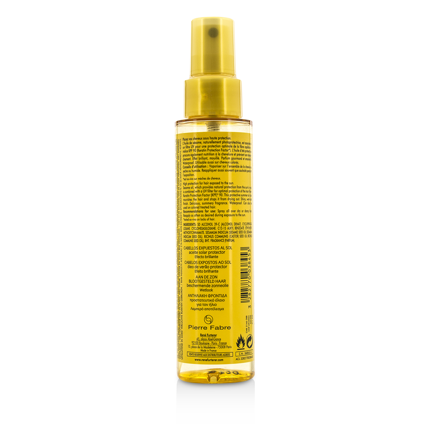 Rene Furterer Solaire Waterproof KPF 90 Protective Summer Oil - Shiny Effect (høy beskyttelse for hår utsatt for sol) 100ml/3.38oz