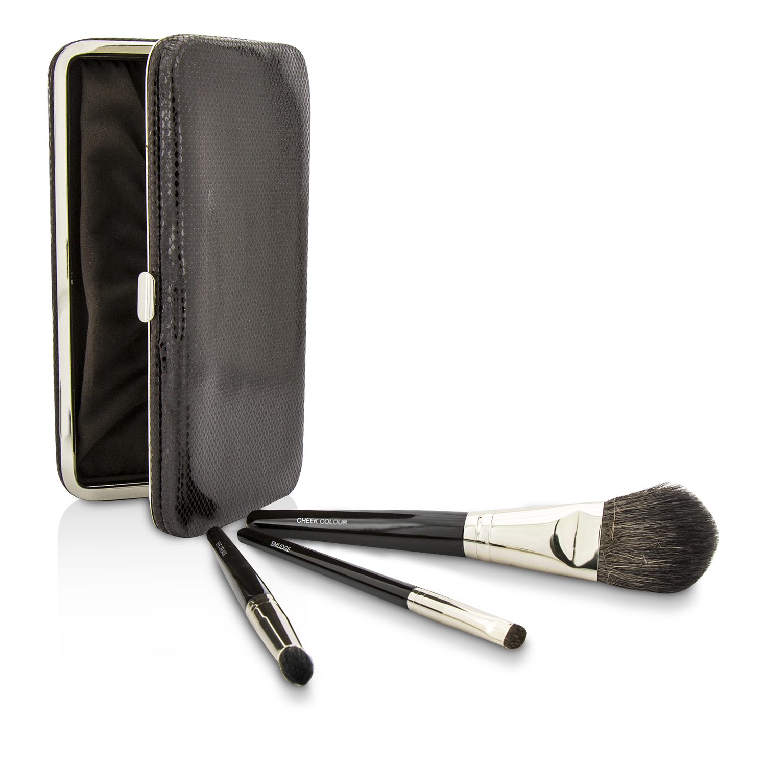 Laura Mercier Travel Brush Kit: 1x Cheek Colour Brush, 1x Smudge Brush, 1x Eye Crease Brush, 1x Case (Unboxed) 3pcs+1case