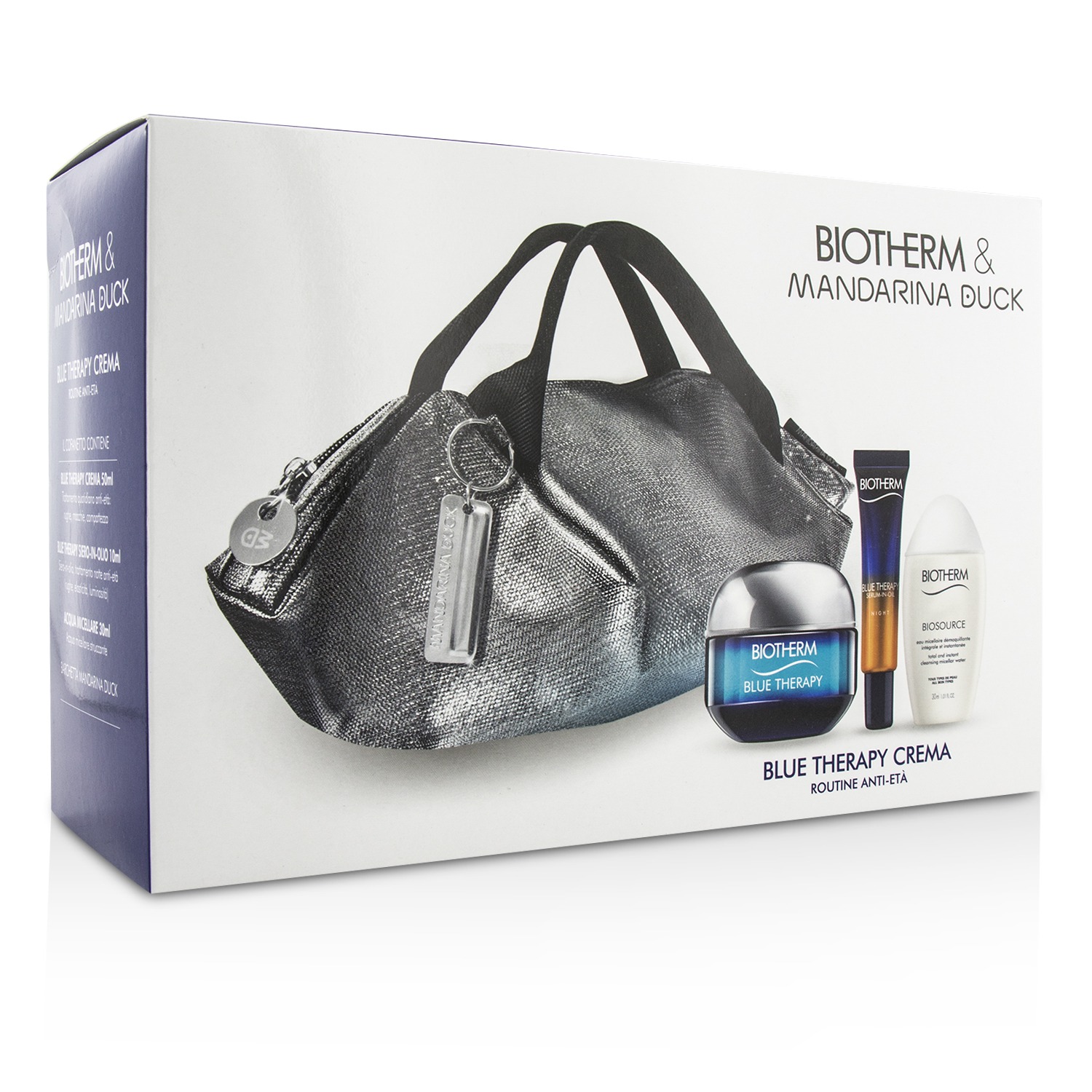 Biotherm Blue Therapy X Mandarina Duck Coffret: Cream SPF15 N/C 50ml + Serum-In-Oil 10ml + Cleansing Water 30ml + Handle Bag 3pcs+1bag