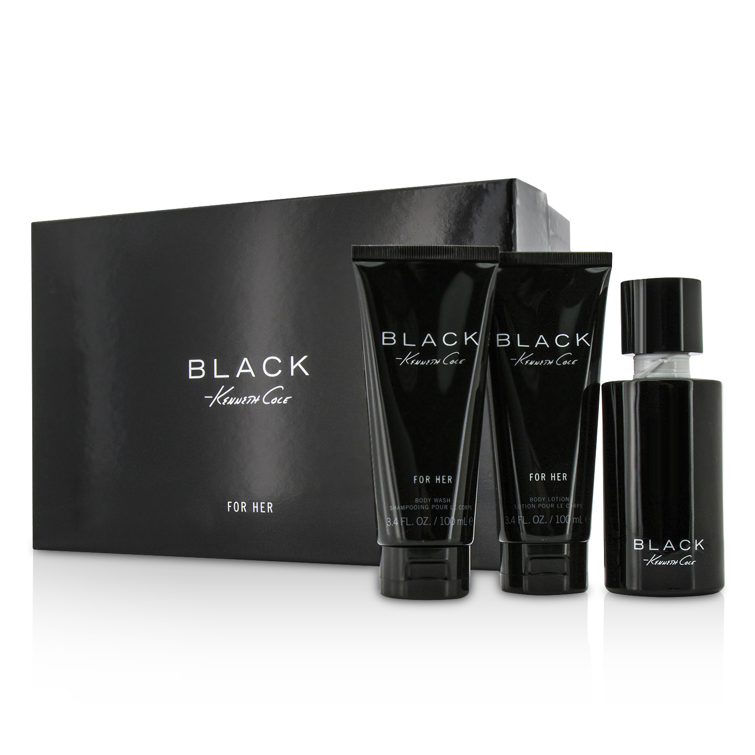 Kenneth Cole Black Coffret: Eau De Parfum Spray 100ml/3.4oz + Body Lotion 100ml/3.4oz + Shower Gel 100ml/3.4oz 3pcs