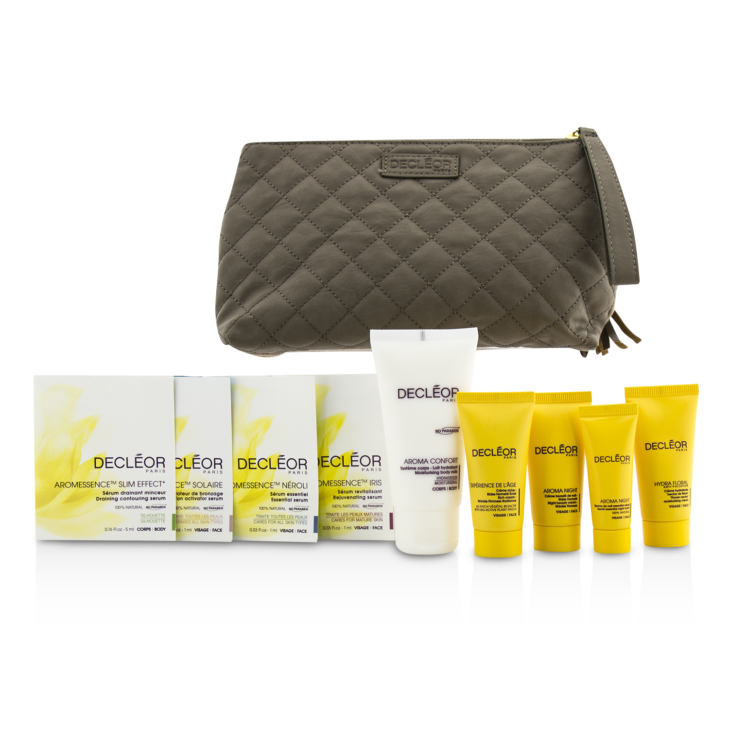 Decleor Travel Set: Day Cream 15ml + Rich Cream 15ml + Night Cream 15ml + Night Balm 5ml + Body Milk 50ml + 4 Samples + Bag 9pcs+1bag