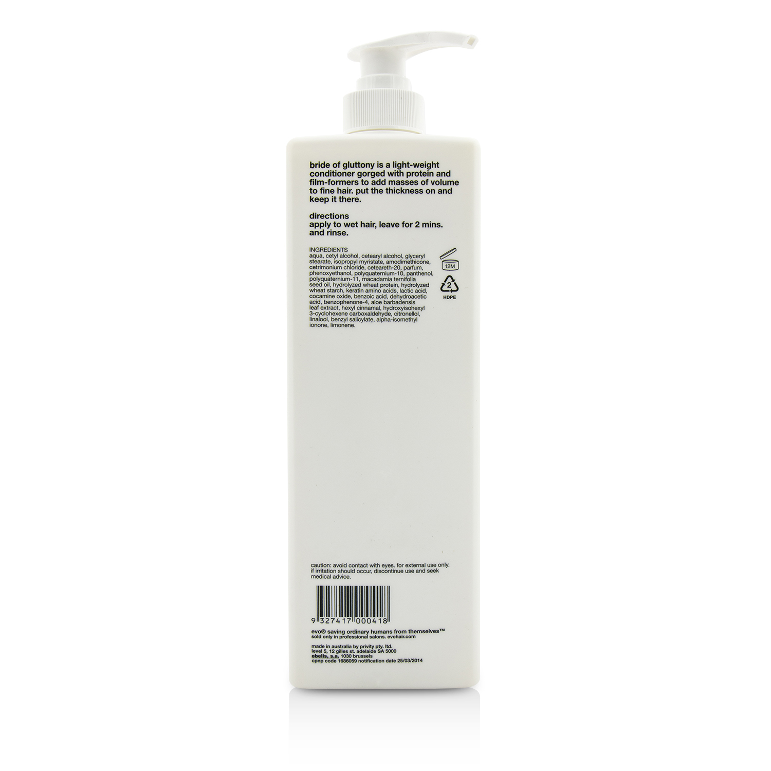 Evo Bride of Gluttony Conditioner (For All Hair Types, Especially Fine Hair) 1000ml/33.8oz