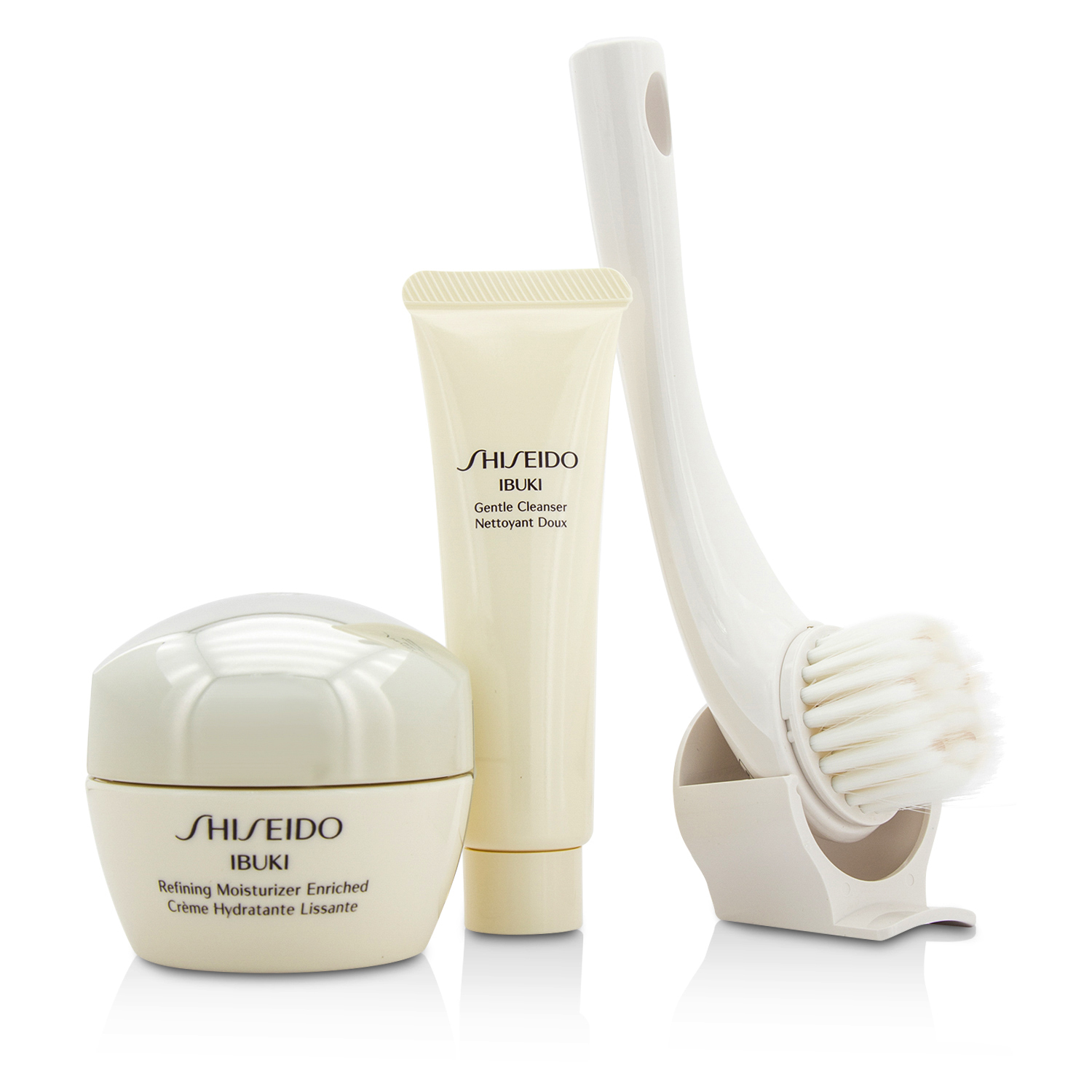 Shiseido IBUKI Set: Refining Moisturizer Enriched 50ml/1.7oz + Gentle Cleanser 30ml/1oz + Cleansing Massage Brush 3pcs