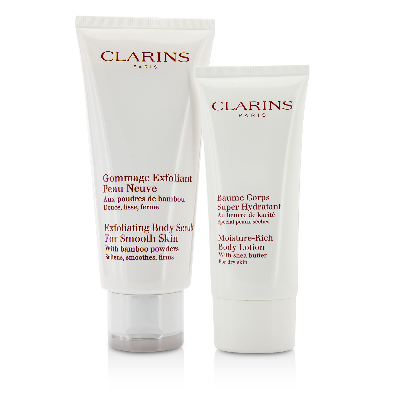 Clarins Body Beautiful Set: Body Scrub 200ml + Body Lotion 100ml 2pcs