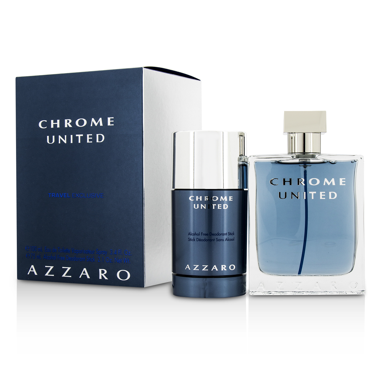 Loris Azzaro Chrome United Coffret: Eau De Toilette Spray 100ml/3.4oz + Deodorant Stick 75ml/2.1oz 2pcs