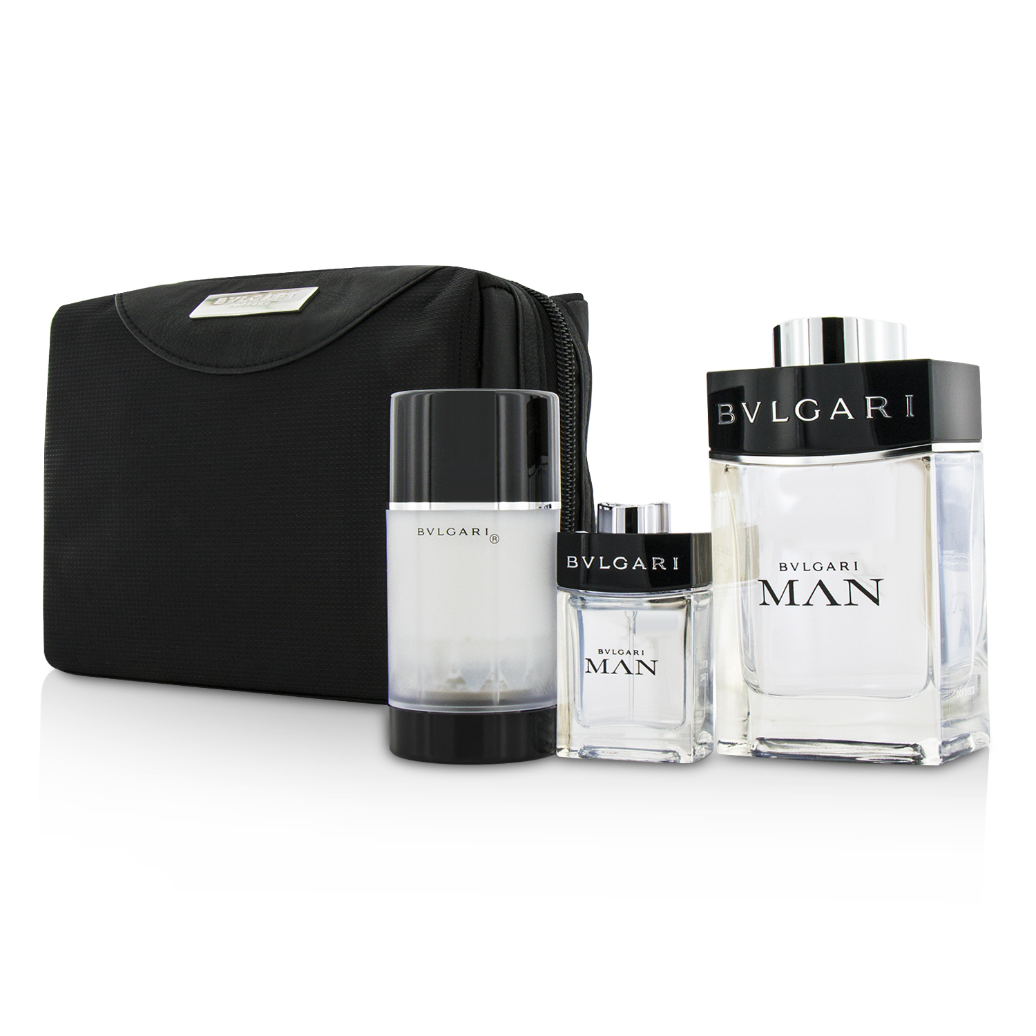 Bvlgari Man Coffret: Eau De Toilette Spray 100ml/3.4oz + Travel Spray 15ml/0.5oz + Deodorant Stick 75ml/2.7oz + Travel Pouch 3pcs+pouch