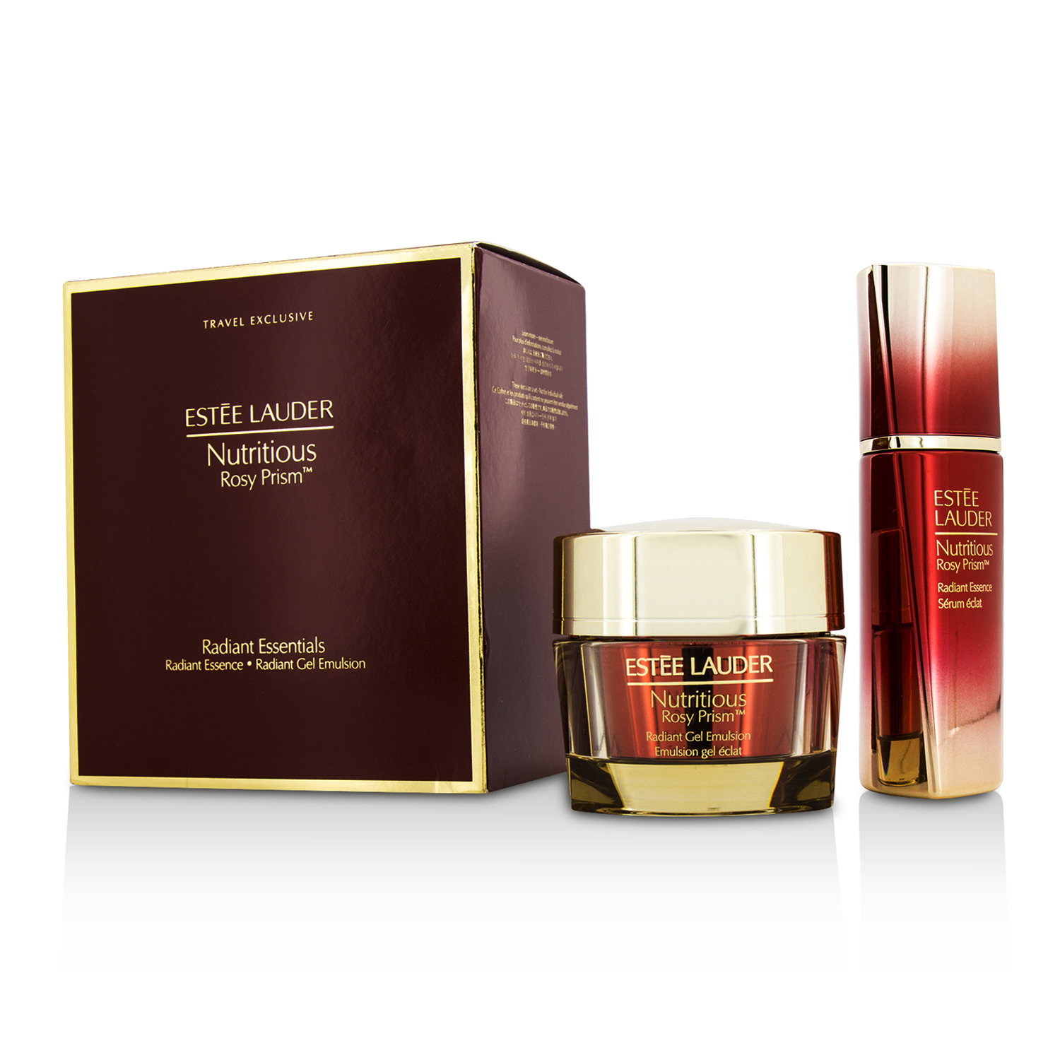 Estee Lauder مجموعة Nutritious Rosy Prism: خلاصة متألقة 30مل + جل مستحلب متألق 50مل 2pcs