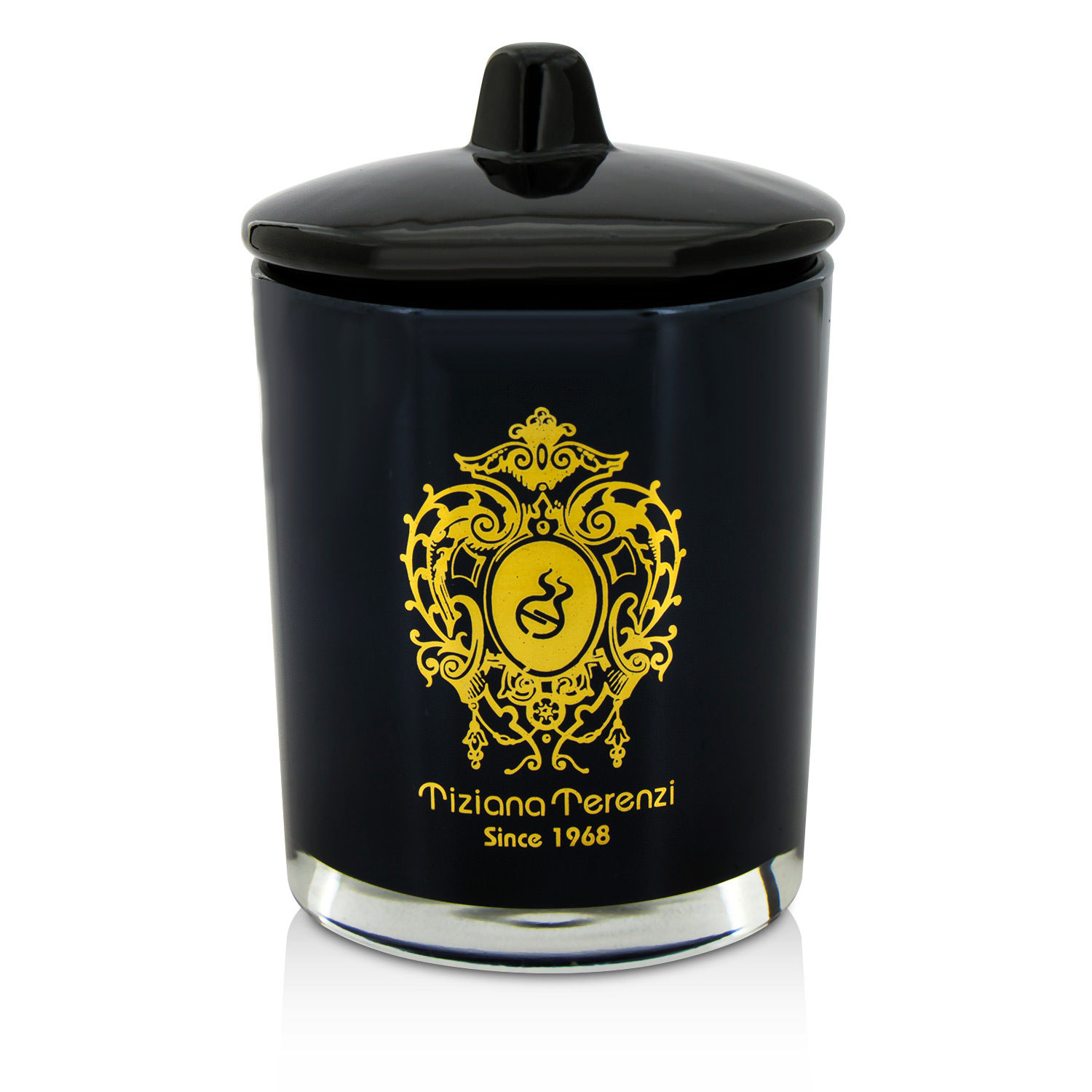 Tiziana Terenzi Glass Candle with Gold Decoration & Wooden Wick - Capri Fig (Black Glass) 170g/6oz