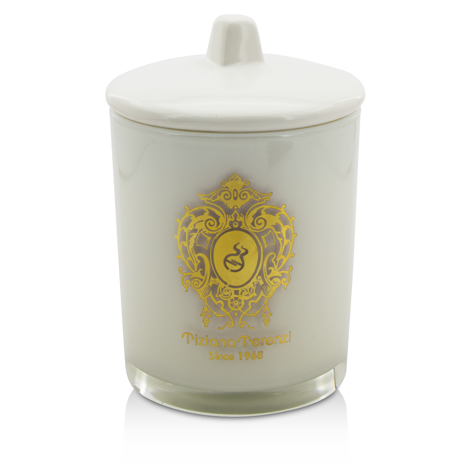 Tiziana Terenzi เทียนหอม Glass Candle with Gold Decoration & Wooden Wick - Ischia Orchid (White Glass) 170g/6oz