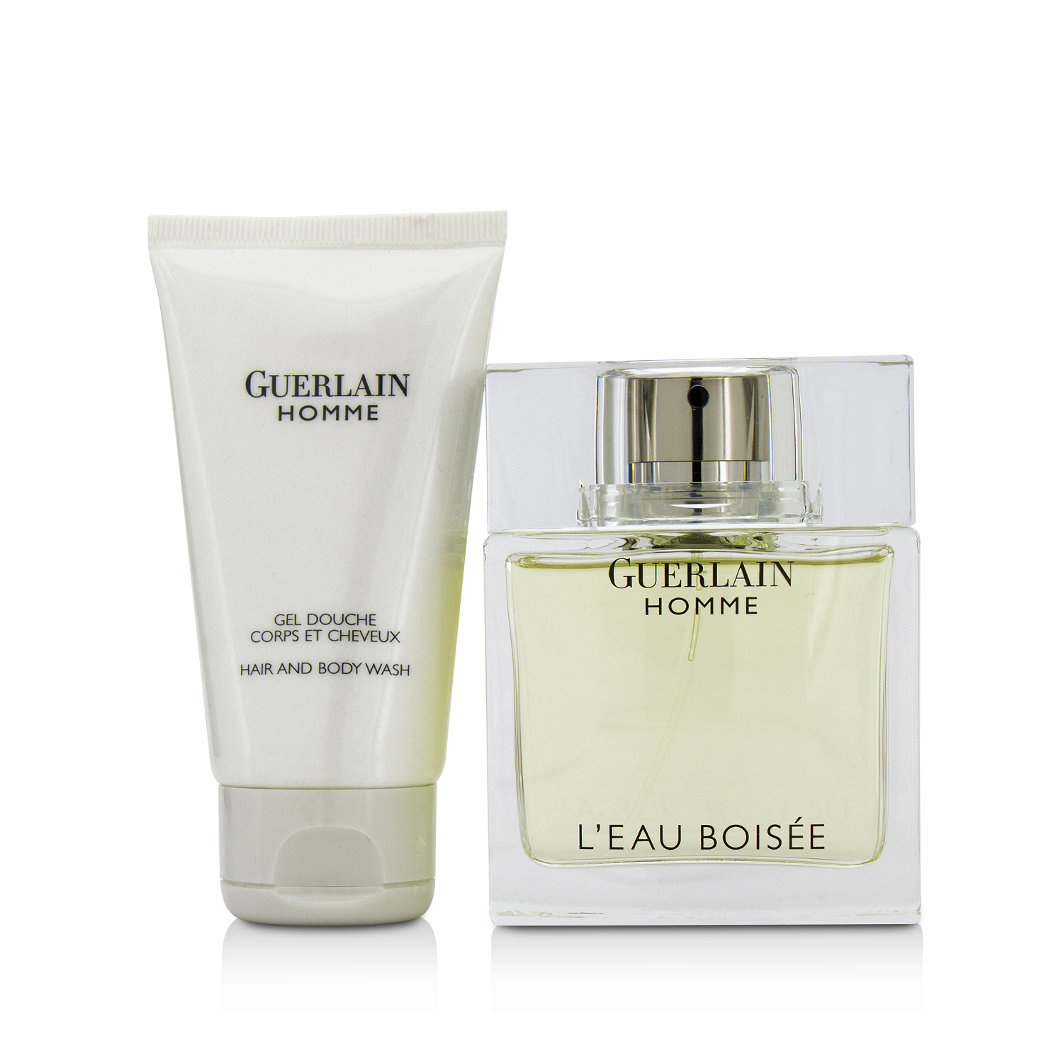 Guerlain Homme L'Eau Boisee Coffert: Eau De Toilette Spray 80ml/2.7oz + Hair and Body Wash 75ml/2.5oz + pouch 3pcs+pouch