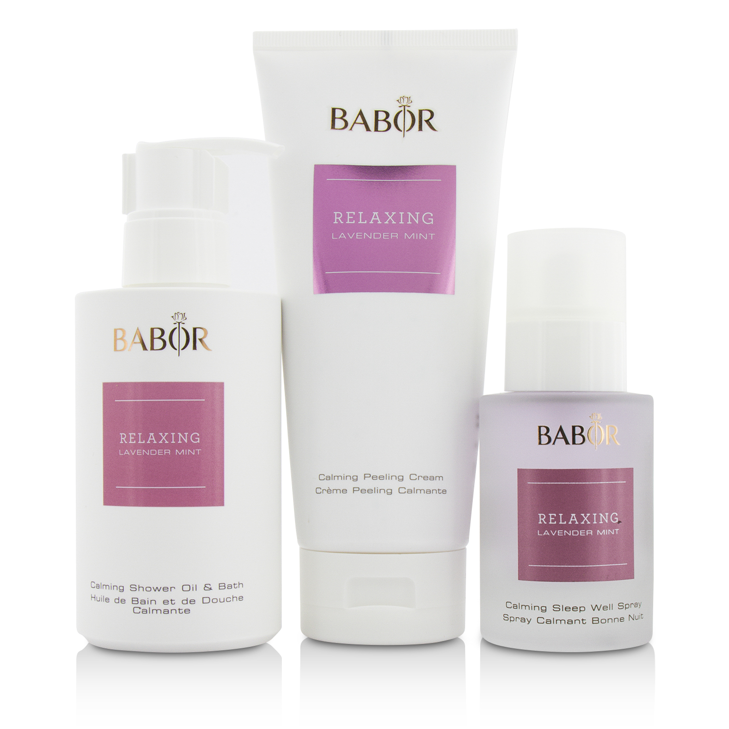 Babor SPA Relaxing Lavender Mint Coffret: Shower Oil & Bath 200ml + Peeling Cream 200ml + Sleep Well Spray 50ml 3pcs