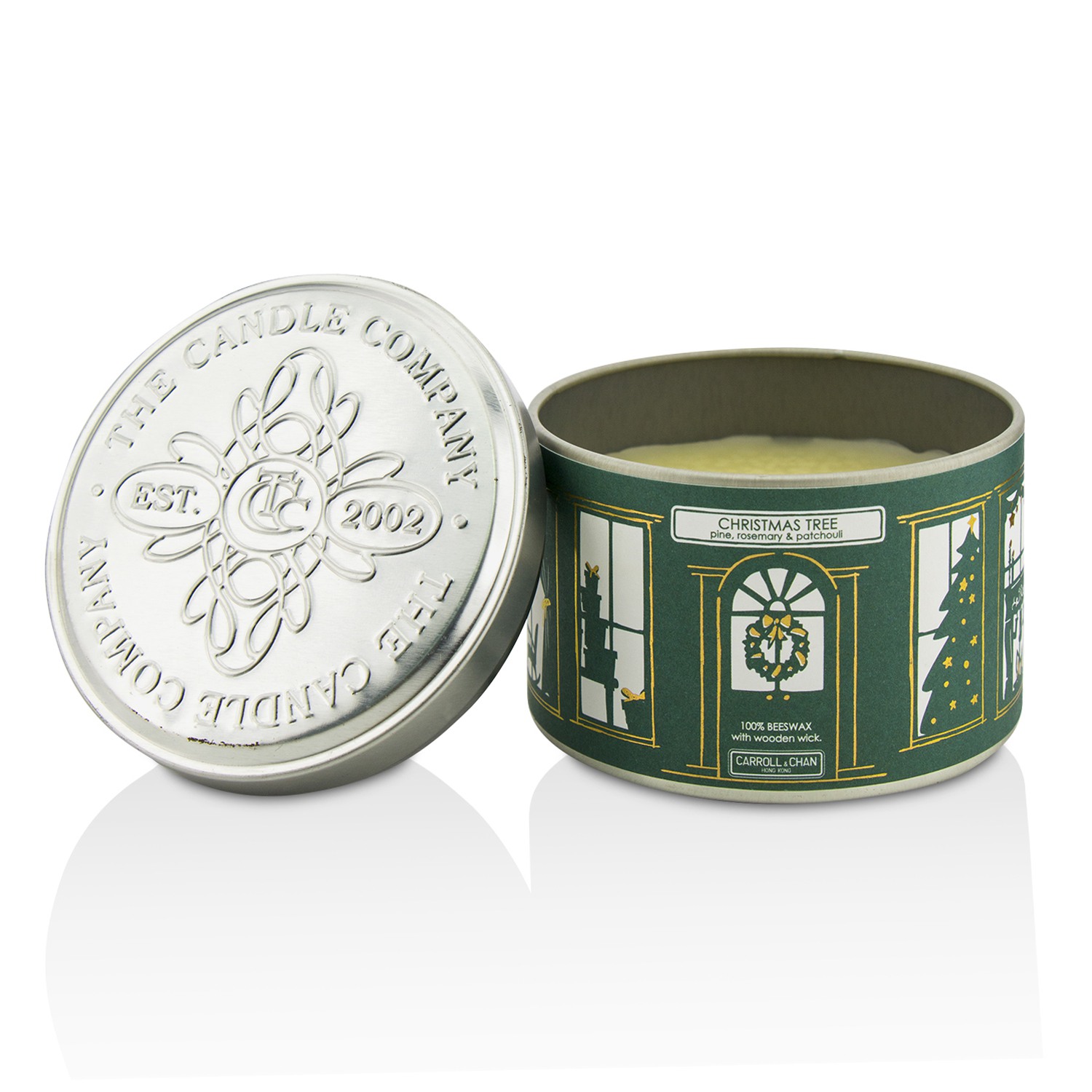 The Candle Company Tin Can Candle - Beeswax, Christmas Tree (8x5) cm