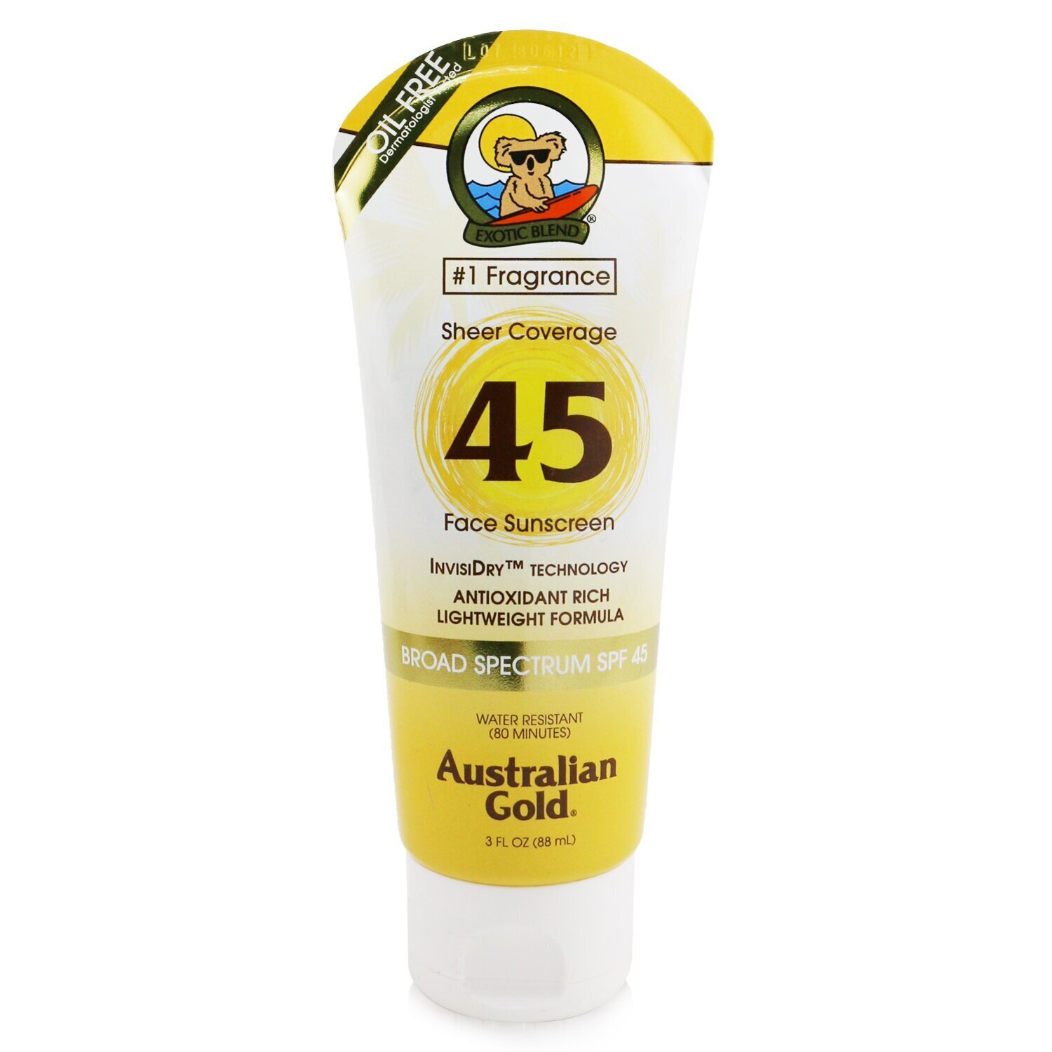 Australian Gold Sheer Coverage Faces Sunscreen Broad Spectrum SPF 45 88ml/3oz