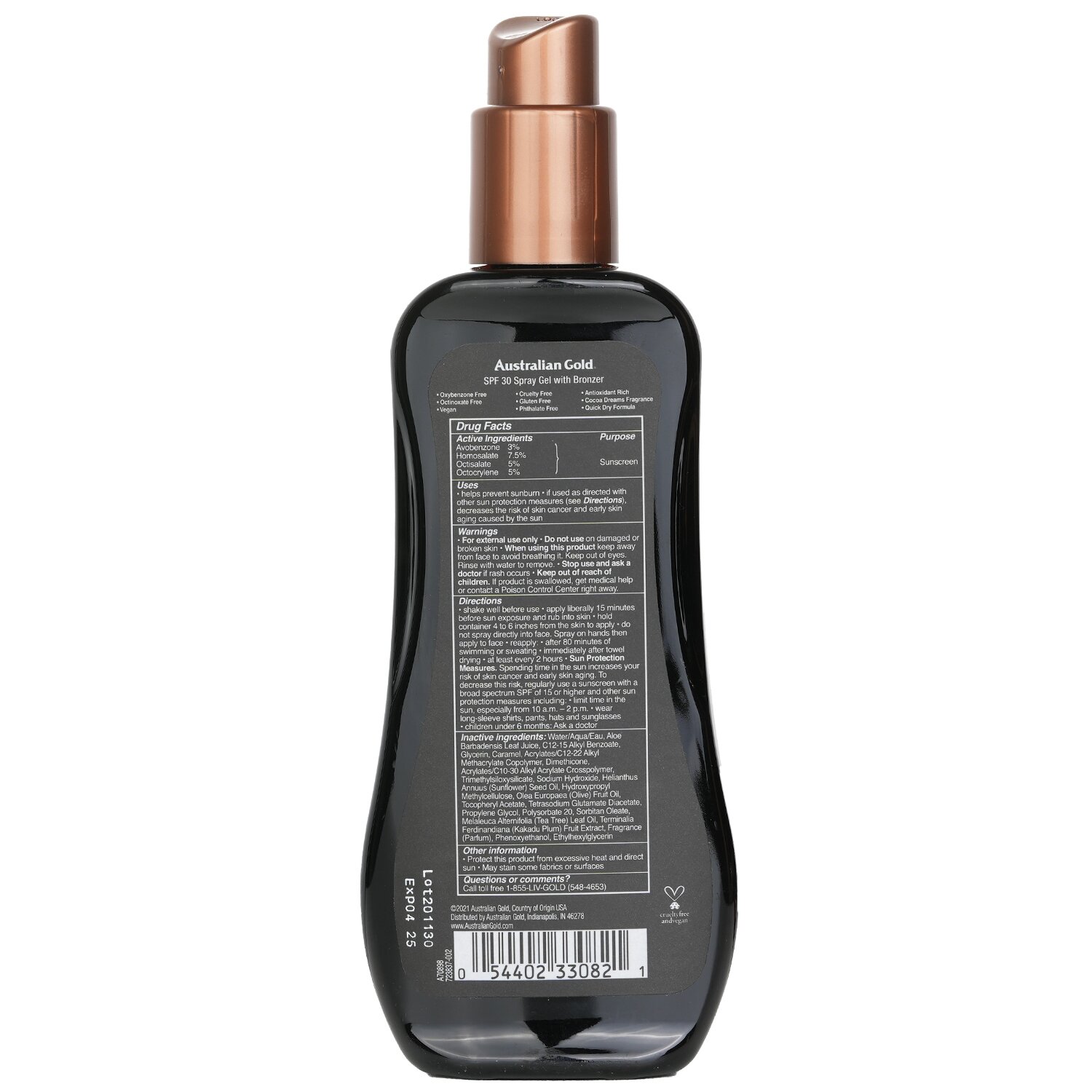 Australian Gold Солнцезащитный Спрей Гель SPF 30 с Эффектом Бронзера 237ml/8oz