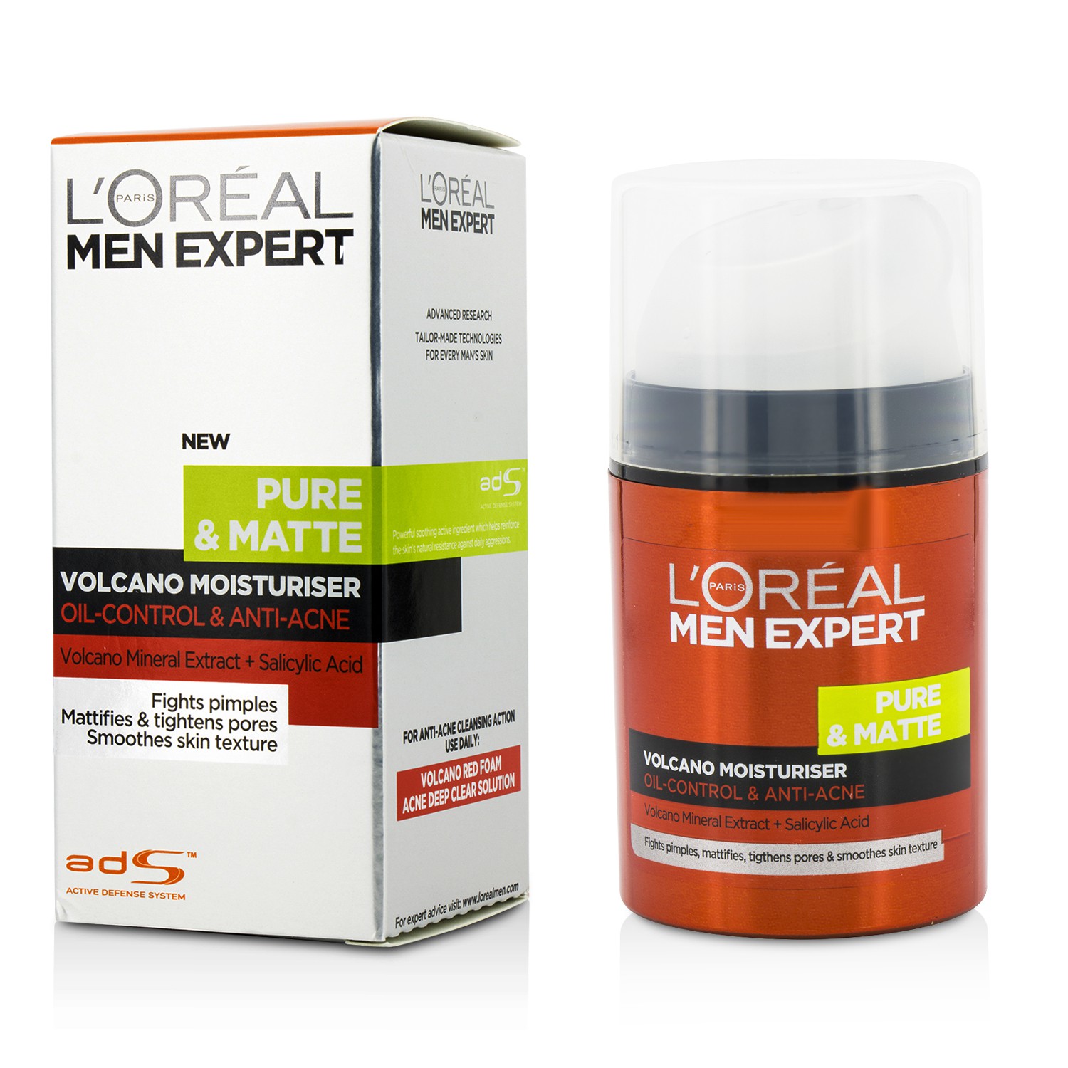 L'Oreal Men Expert Pure & Matte Volcano Moisturiser - Oil-Control & Anti-Acne 50ml/1.7oz