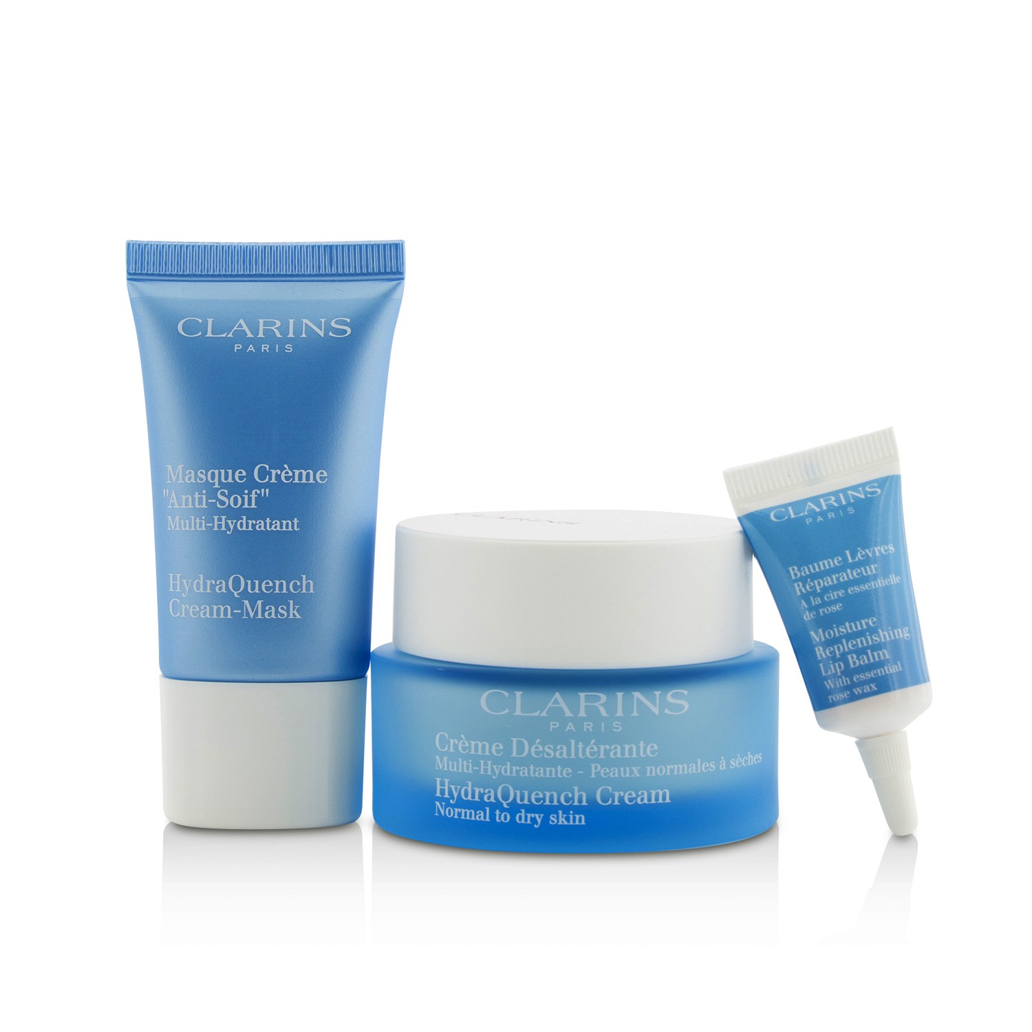 Clarins HydraQuench Moisturization Programme (Normal To Dry Skin): HydraQuench Cream 50ml + Cream-Mask 15ml + Lip Balm 3ml 3pcs