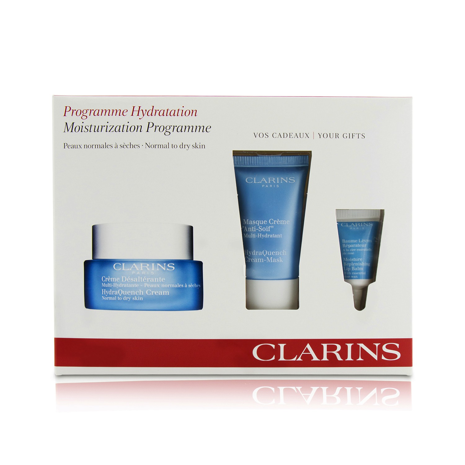 Clarins HydraQuench Moisturization Programme (Normal To Dry Skin): HydraQuench Cream 50ml + Cream-Mask 15ml + Lip Balm 3ml 3pcs