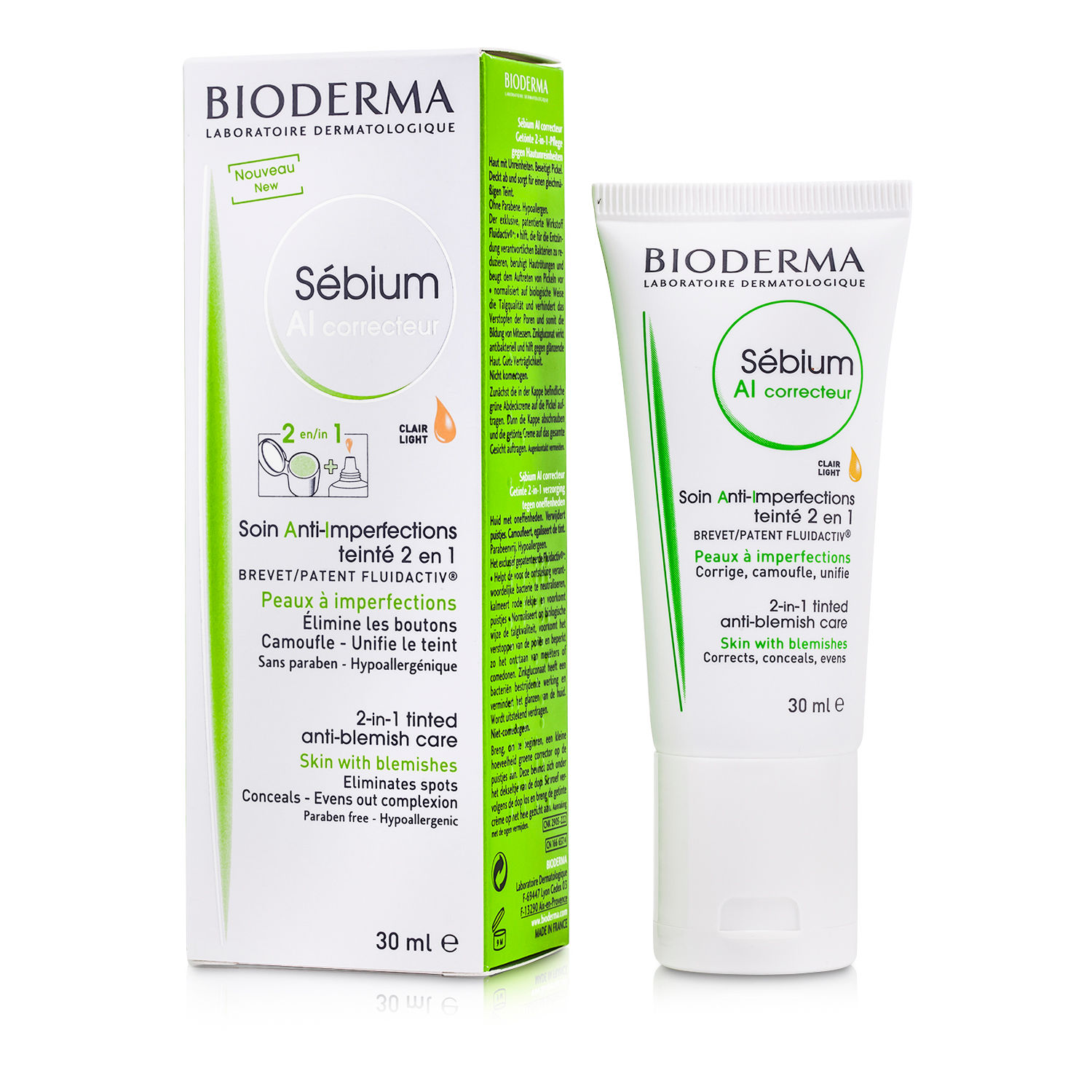 Bioderma Sebium AI Corrective 2 in 1 Tinted Anti-Blemish Care (For Skin with Blemishes) - Clair Light (Exp. Date 10/2016) 30ml/1oz