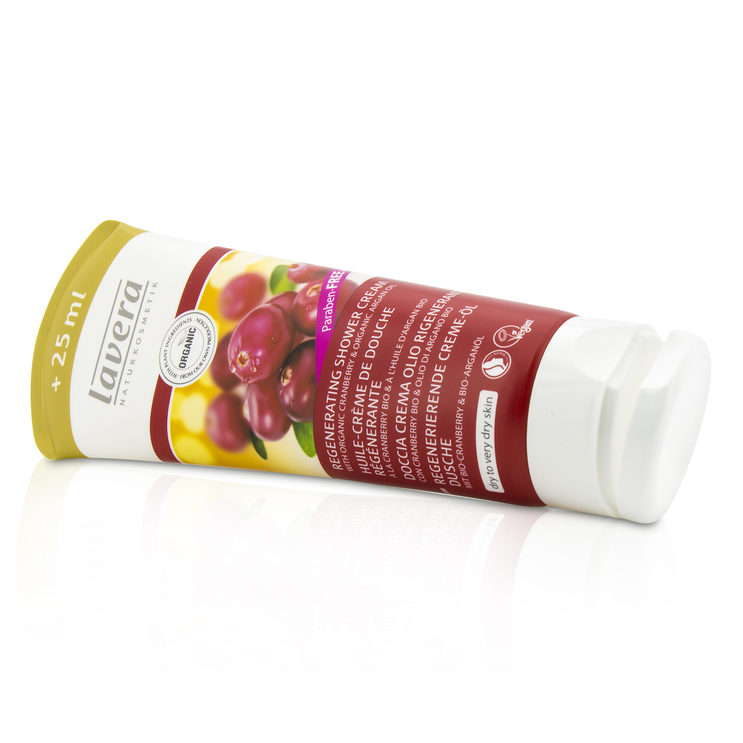 Lavera Organic Cranberry & Argan Oil Regenerating Shower Cream - For Dry To Very Dry Skin (Limited Edition) 225/7.6oz