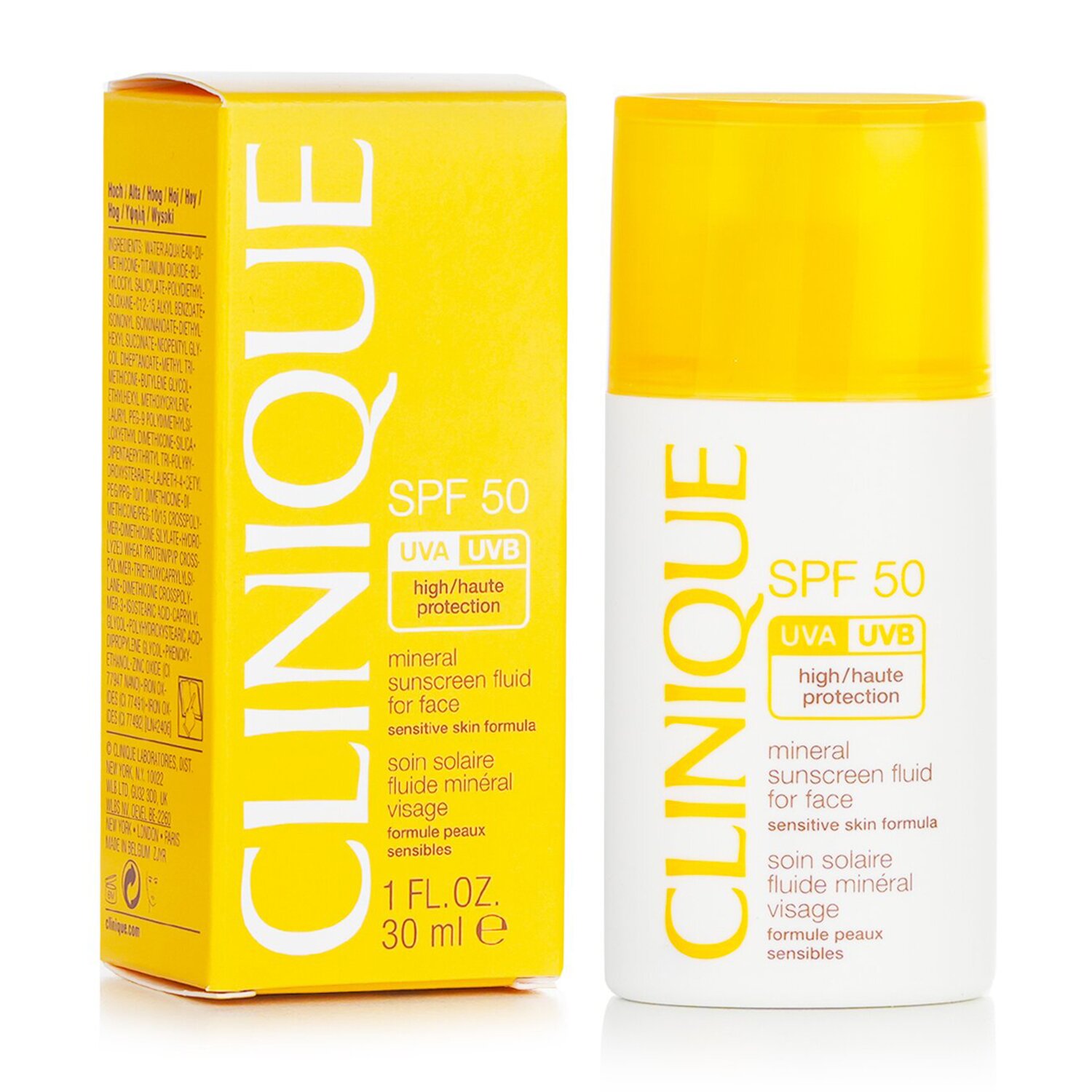 Clinique Mineral Sunscreen Fluid For Face SPF 50 - תחליב הגנה מהשמש עבור עור פנים רגיש 30ml/1oz