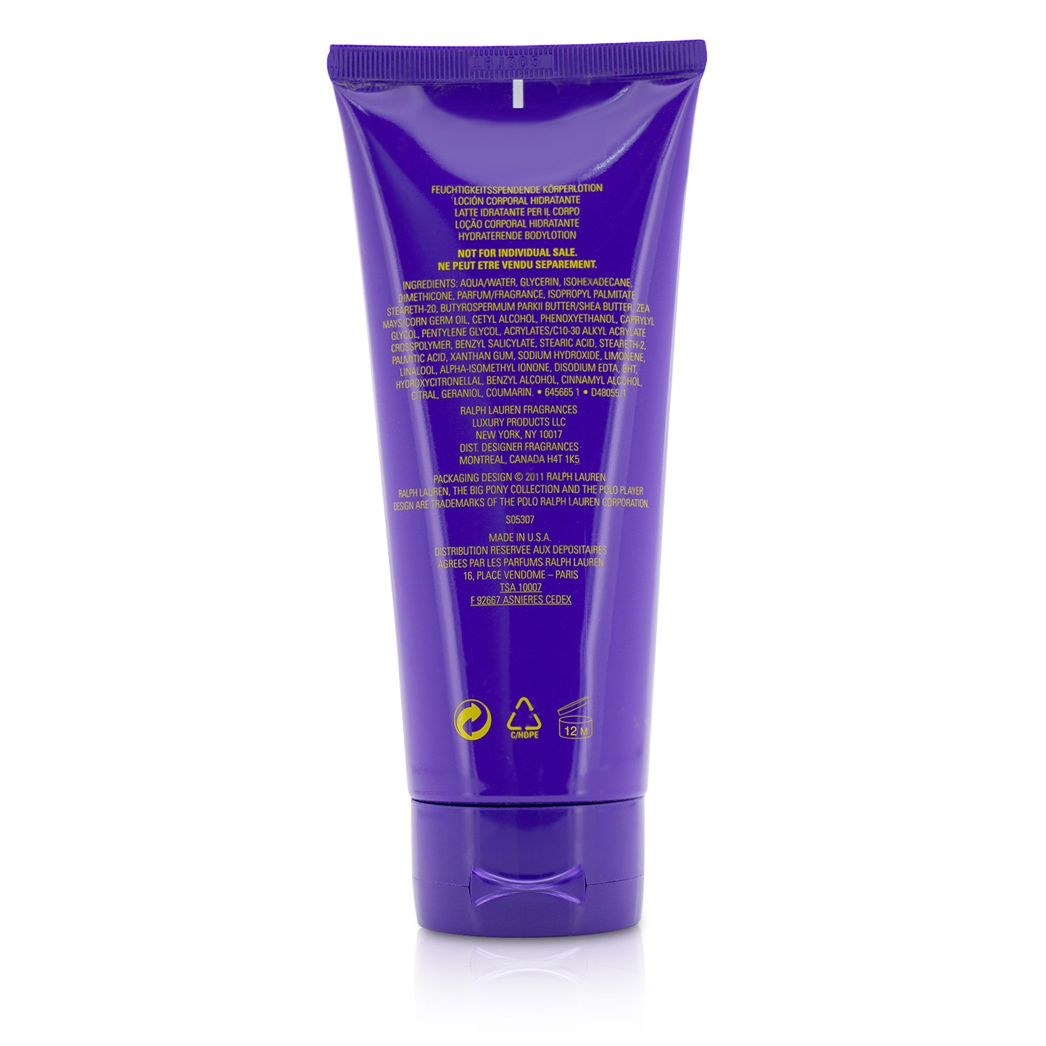 Ralph Lauren Big Pony Collection For Women #4 Purple Hydrating Body Lotion (Unboxed) 200ml/6.7oz