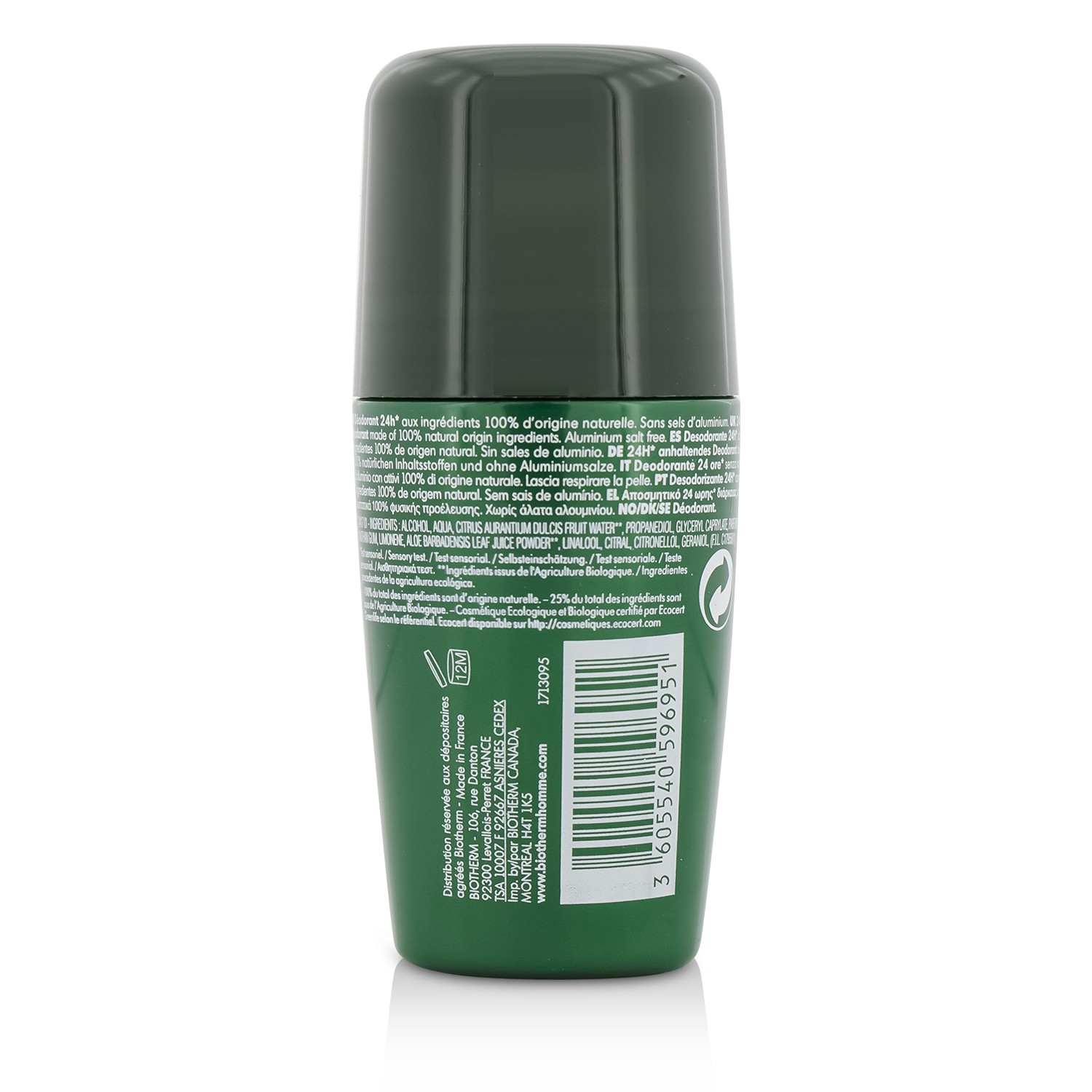 Biotherm Homme Day Control Natural Protection 24H Organic Certified Deodorant 75ml/2.53oz