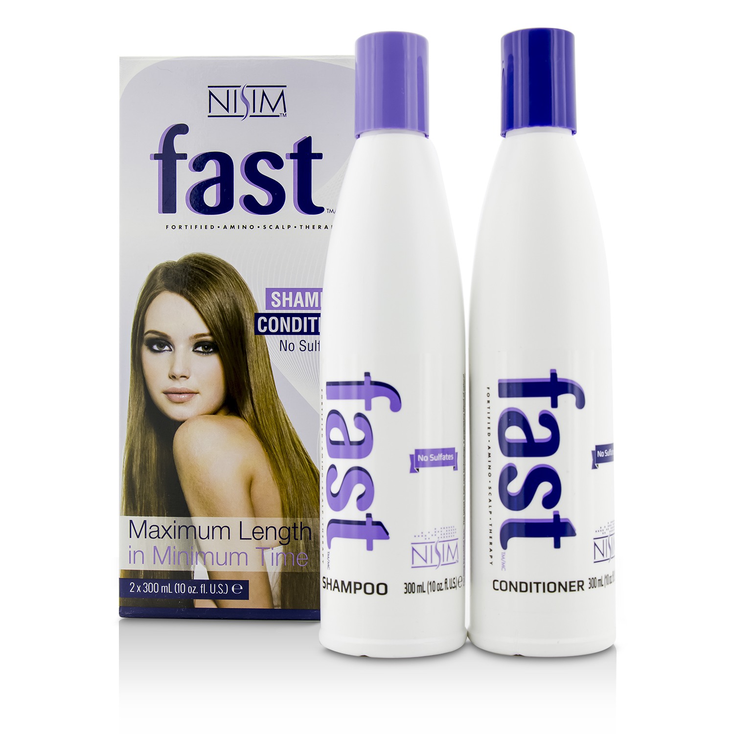 Nisim F.A.S.T Fortified Amino Scalp Therapy 2 Pack - No Sulfates : Shampoo 300ml + Conditioner 300ml 2pcs