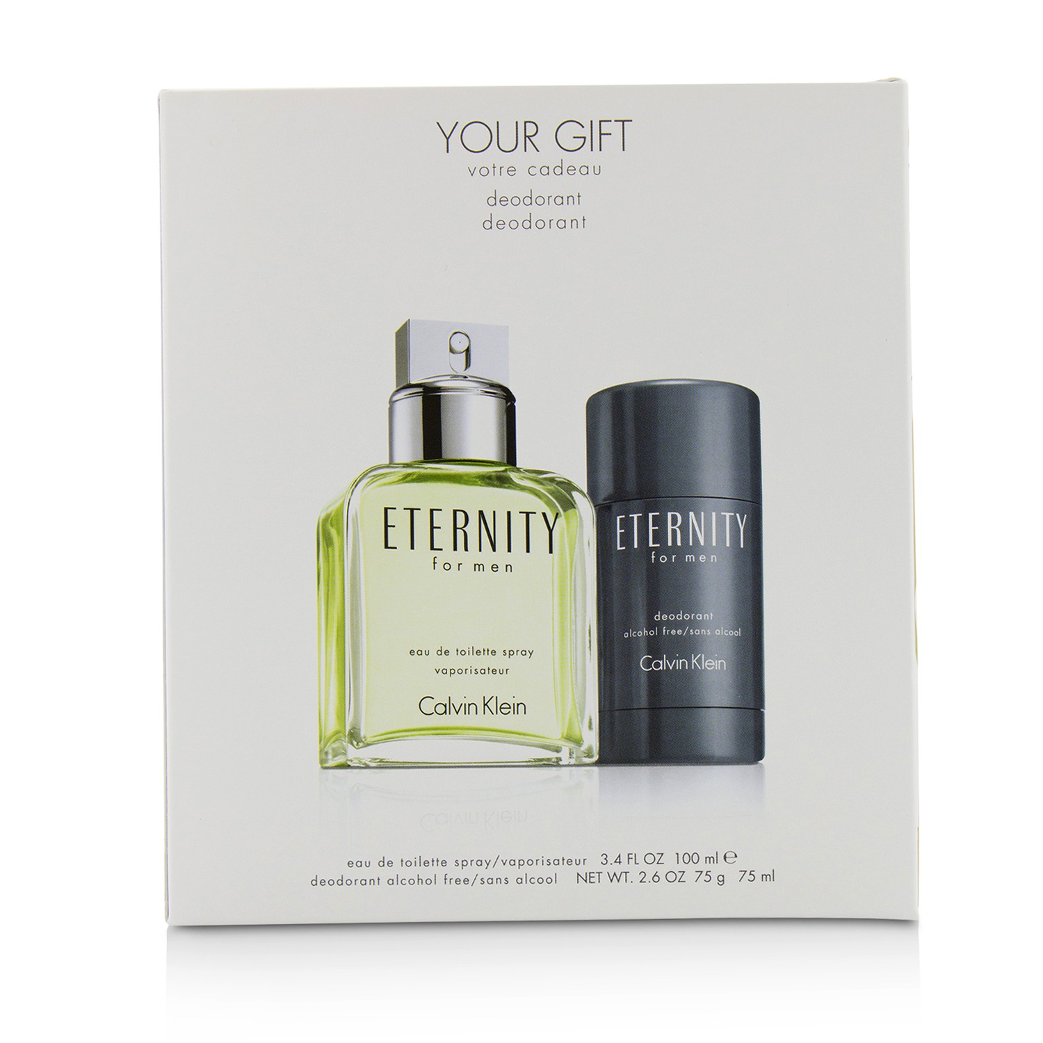 Calvin Klein Eternity Coffret: Eau De Toilette Spray 100ml/3.4oz + Deodorant Stick 75g/2.6oz 2pcs