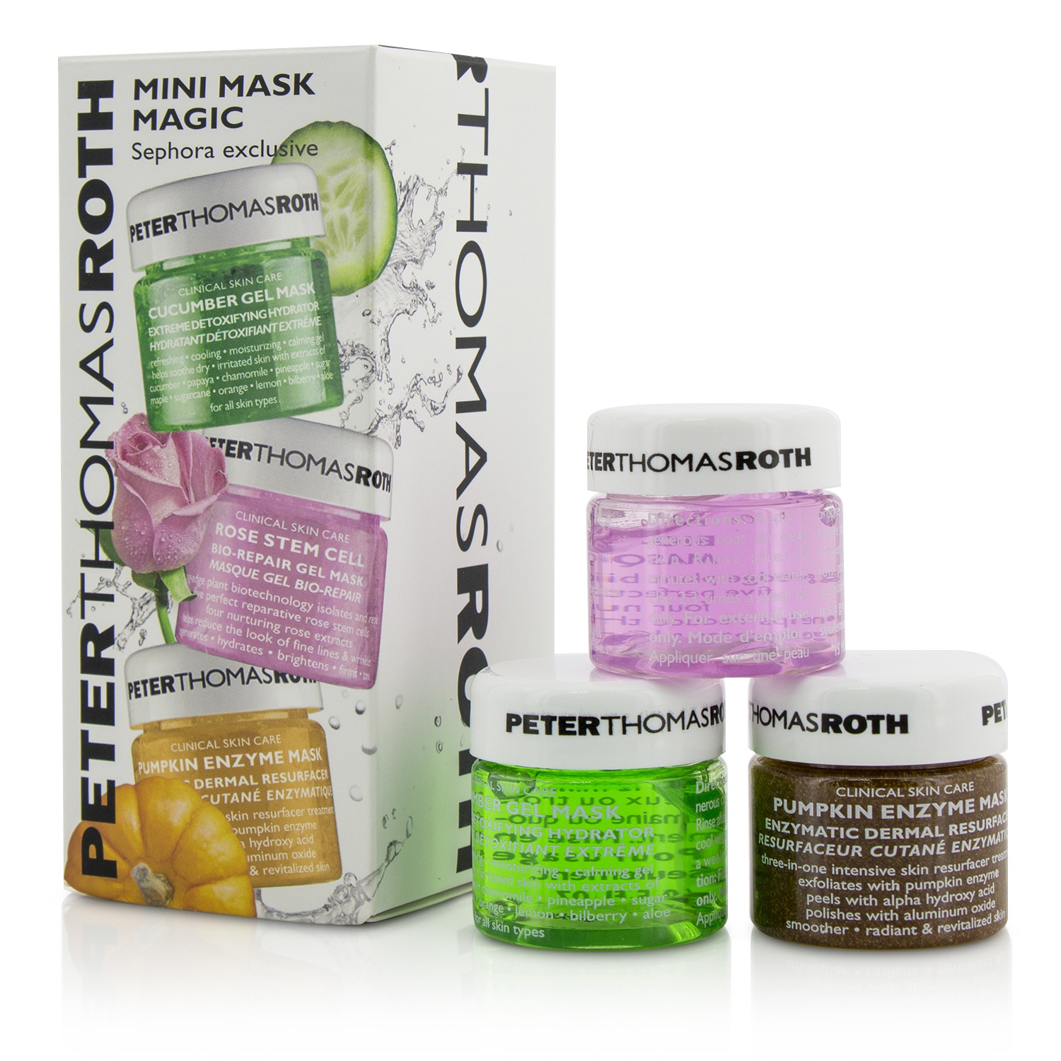 Peter Thomas Roth Mini Mask Magic Kit: Cucumber Gel Mask 15ml + Rose Gel Mask 15ml + Pumpkin Enzyme Mask 15ml 3pcs