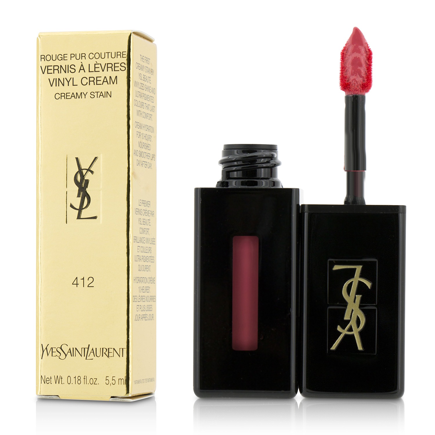 Yves Saint Laurent רוז' פור קוטור Vernis A Levres Vinyl Cream Creamy Stain 5.5ml/0.18oz