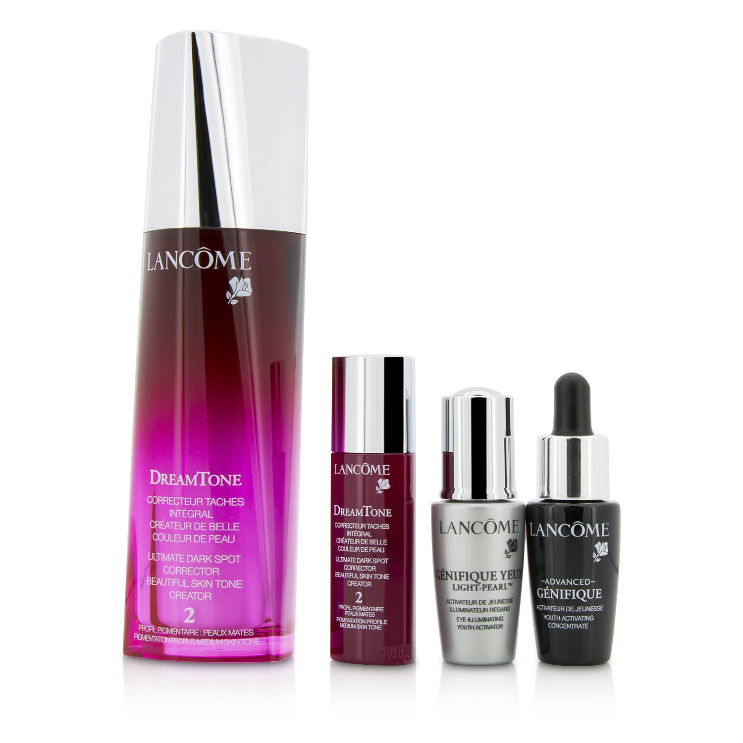 Lancome Dreamtone Set: Dreamtone 2 40ml + Dreamtone 2 7ml + Genifique Yeux 5ml + Advanced Genifique 7ml 4pcs