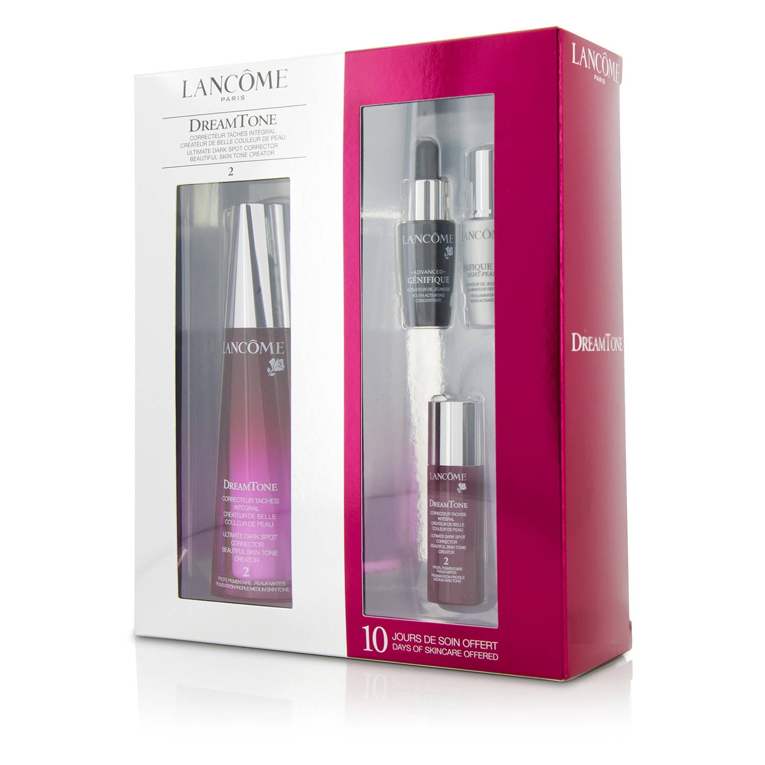 Lancome Dreamtone Set: Dreamtone 2 40ml + Dreamtone 2 7ml + Genifique Yeux 5ml + Advanced Genifique 7ml 4pcs