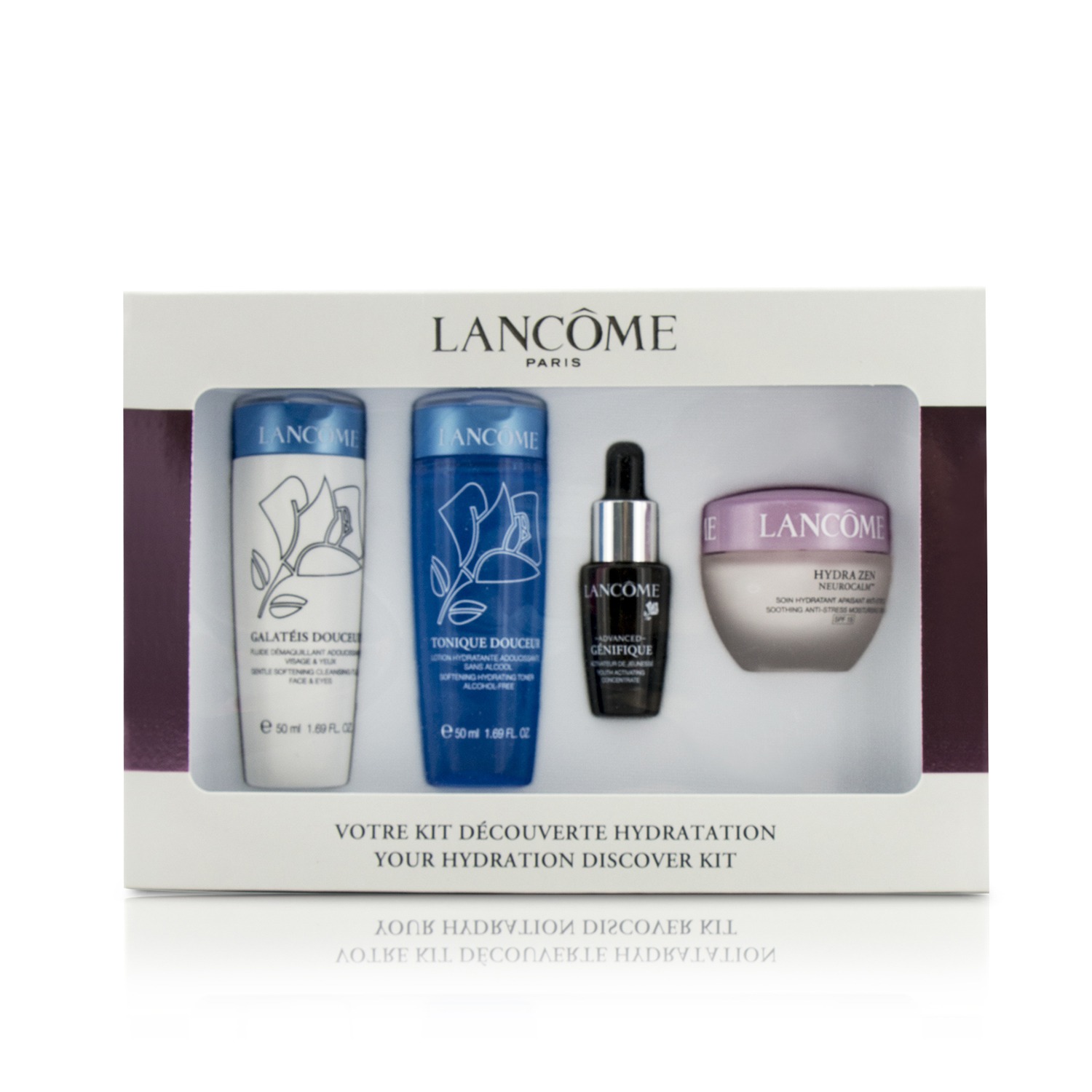 Lancome Hydra Zen Coffret Starter Kit: Tonique Douceur 50ml + Galateis Douceur 50ml + Moisturising Cream 15ml + Concentrate 7ml 4pcs