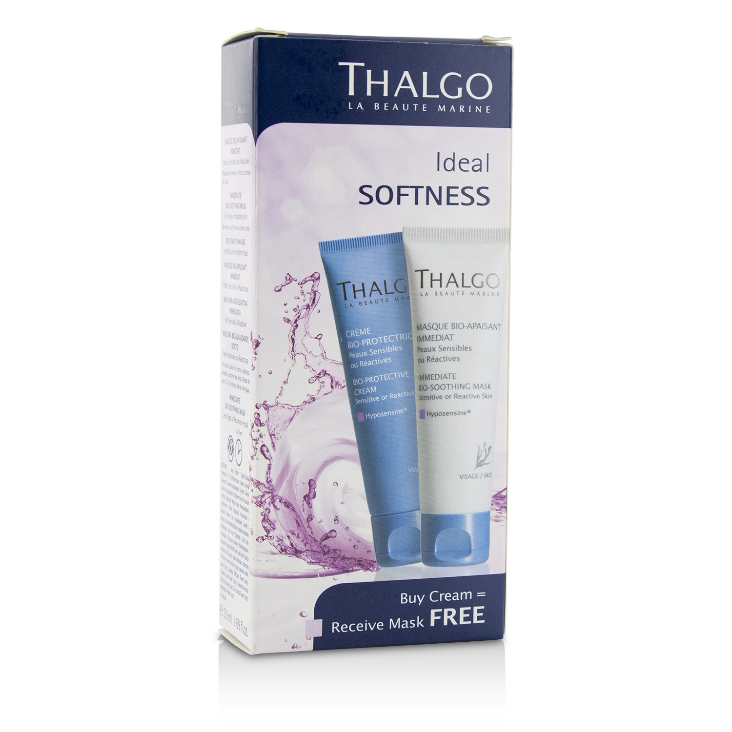 Thalgo Ideal Softness Kit: Bio-Protective Cream 50ml + Immediate Bio-Soothing Mask 50ml 2pcs