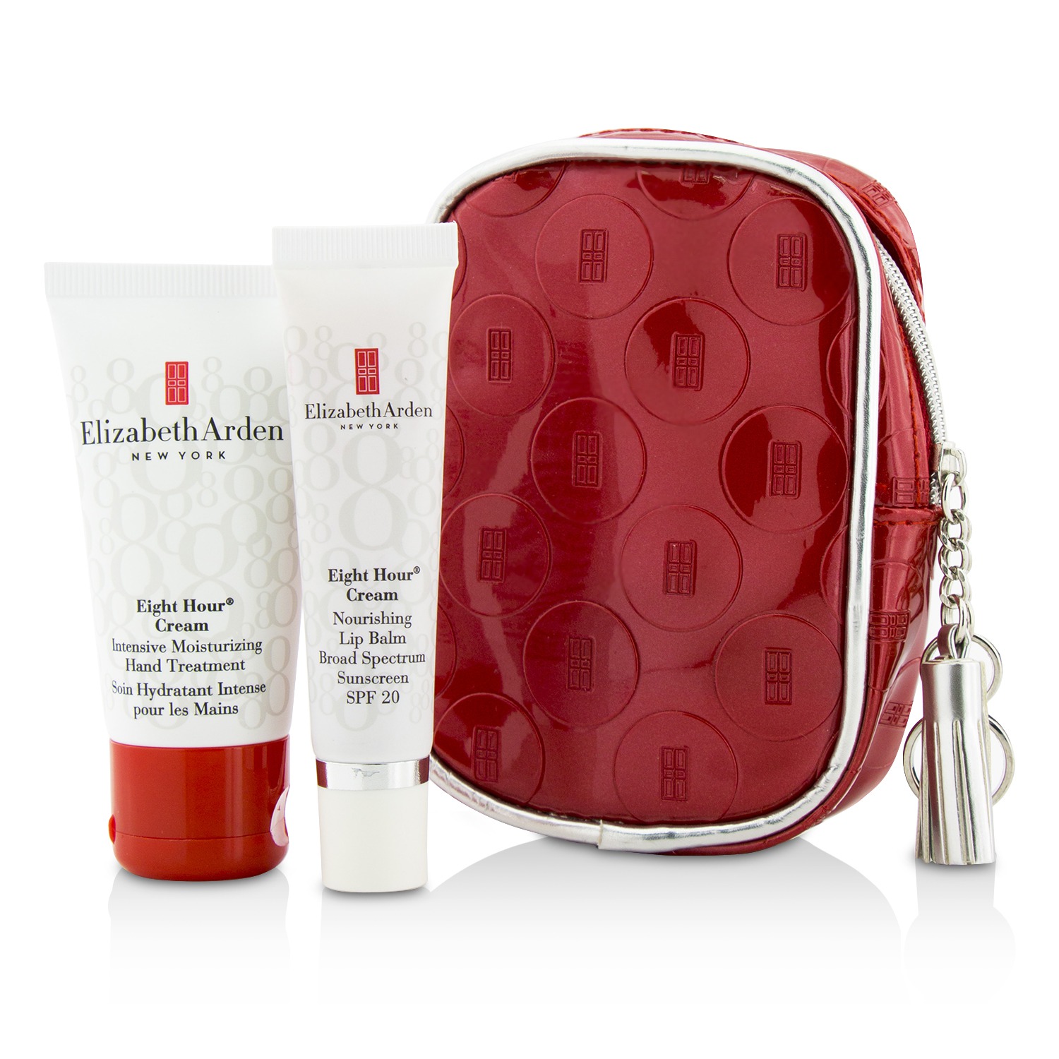 Elizabeth Arden Eight Hour Cream Set: Intensive Moisturizing Hand Treatment 30ml/1oz + Nourishing Lip Balm SPF 20 14.2g/0.5oz + Bag 2pcs+1bag