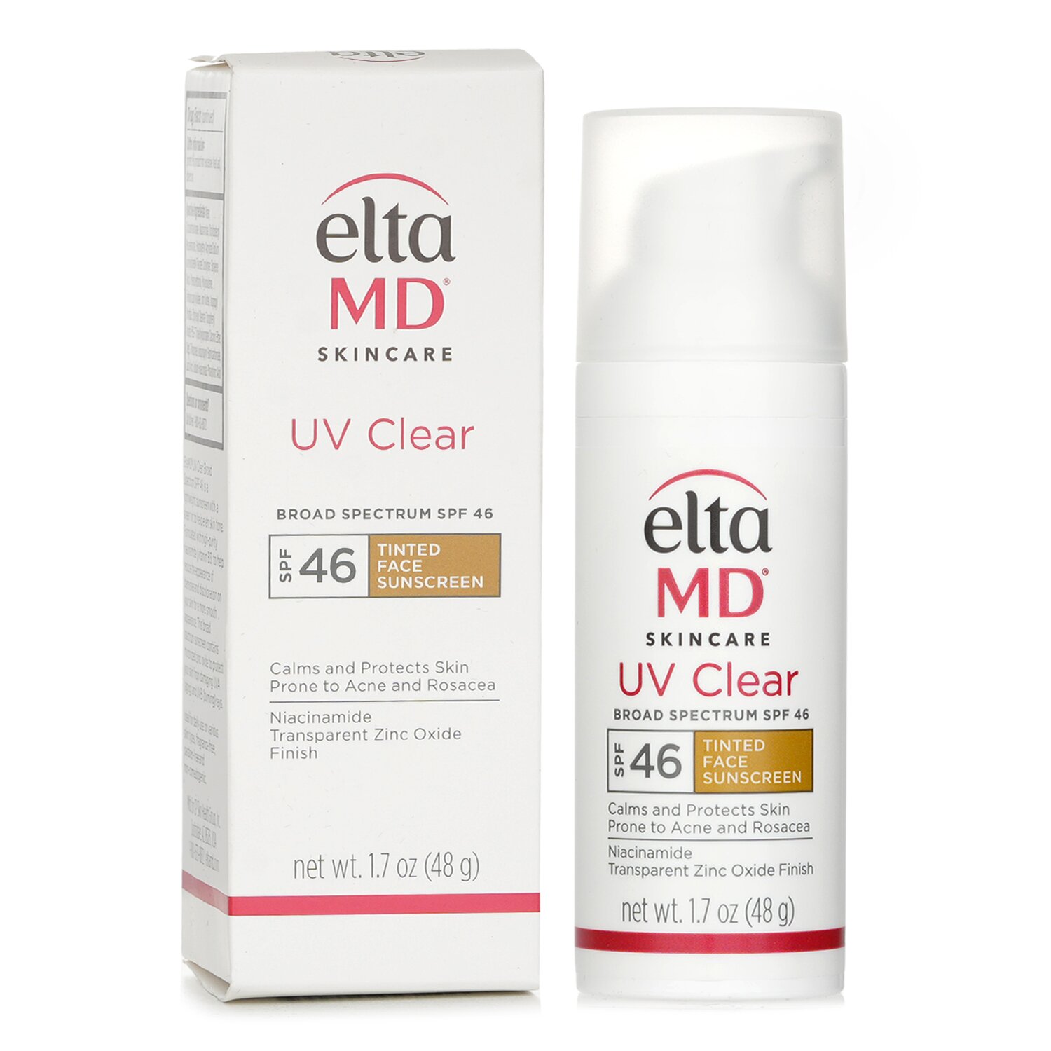 EltaMD UV Clear Facial Sunscreen SPF 46 - For Skin Types Prone To Acne, Rosacea & Hyperpigmentation - Tinted 48g/1.7oz