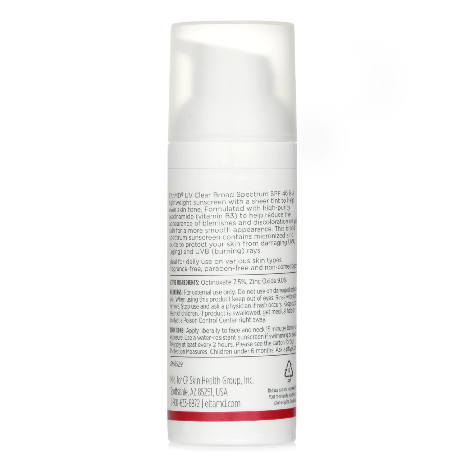 EltaMD UV прозрачен слънцезащитен крем за лице SPF 46 - за типове кожа, склонни към акне, розацея и хиперпигментация - оцветен 48g/1.7oz