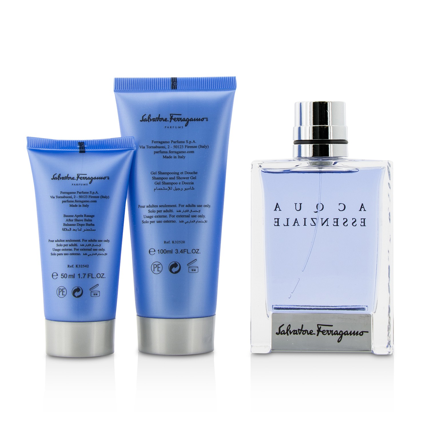 Salvatore Ferragamo Acqua Essenziale Coffret: Eau De Toilette Spray 100ml/3.4oz + After Shave Balm 50ml/1.7oz + Shower Gel 100ml/3.4oz 3pcs