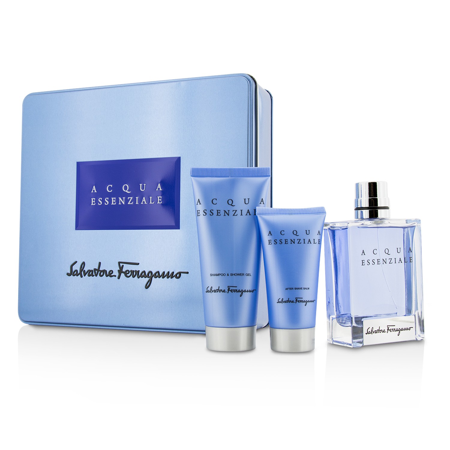 Salvatore Ferragamo Acqua Essenziale Coffret: Eau De Toilette Spray 100ml/3.4oz + After Shave Balm 50ml/1.7oz + Shower Gel 100ml/3.4oz 3pcs