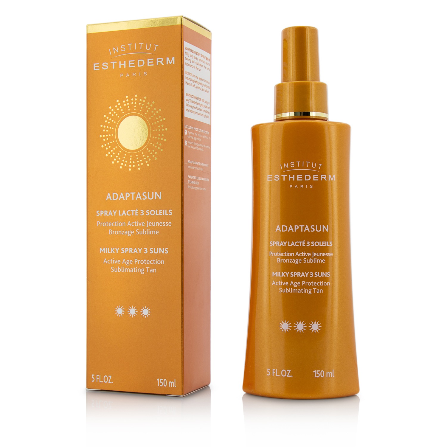 Esthederm Adaptasun Milky Spray 3 Suns Active Age Protection Sublimating Tan - Strong Sun - For Body 150ml/5oz