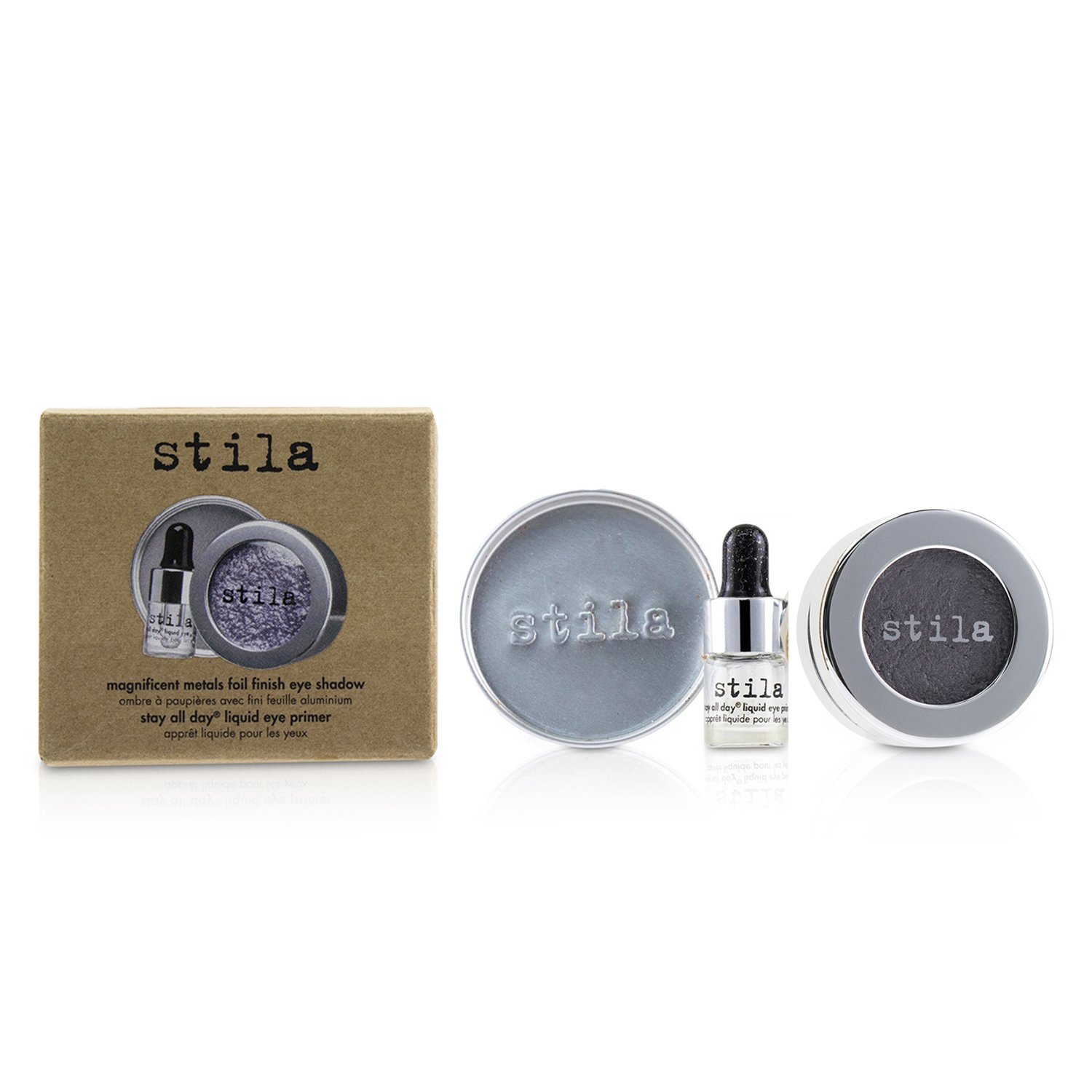 Stila ظلال عيون Magnificent Metals Foil Finish مع أساس سائل عيون صغير Stay All Day 2pcs