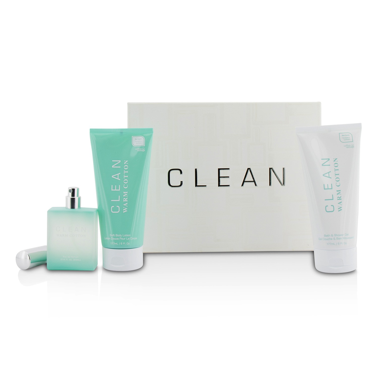 Clean Clean Warm Cotton Coffret: Eau De Parfum Spray 60ml/2.14oz + Bath & Shower Gel 177ml/6oz + Body Lotion 177ml/6oz 3pcs