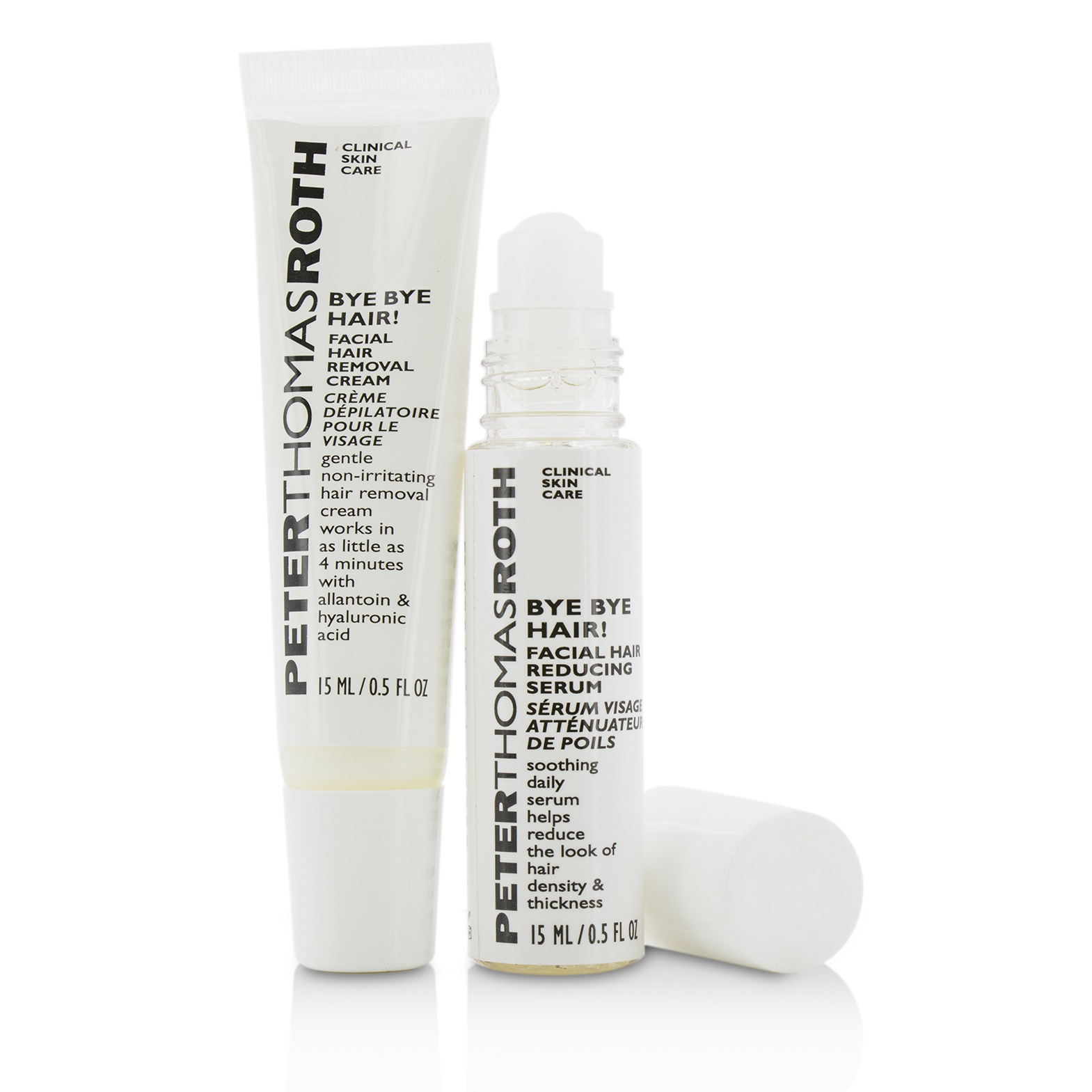 Peter Thomas Roth Bye Bye Hair! Kit: Facial Hair Removal Cream 15ml + Facial Hair Reducing Serum 15ml 2x15ml/0.5oz