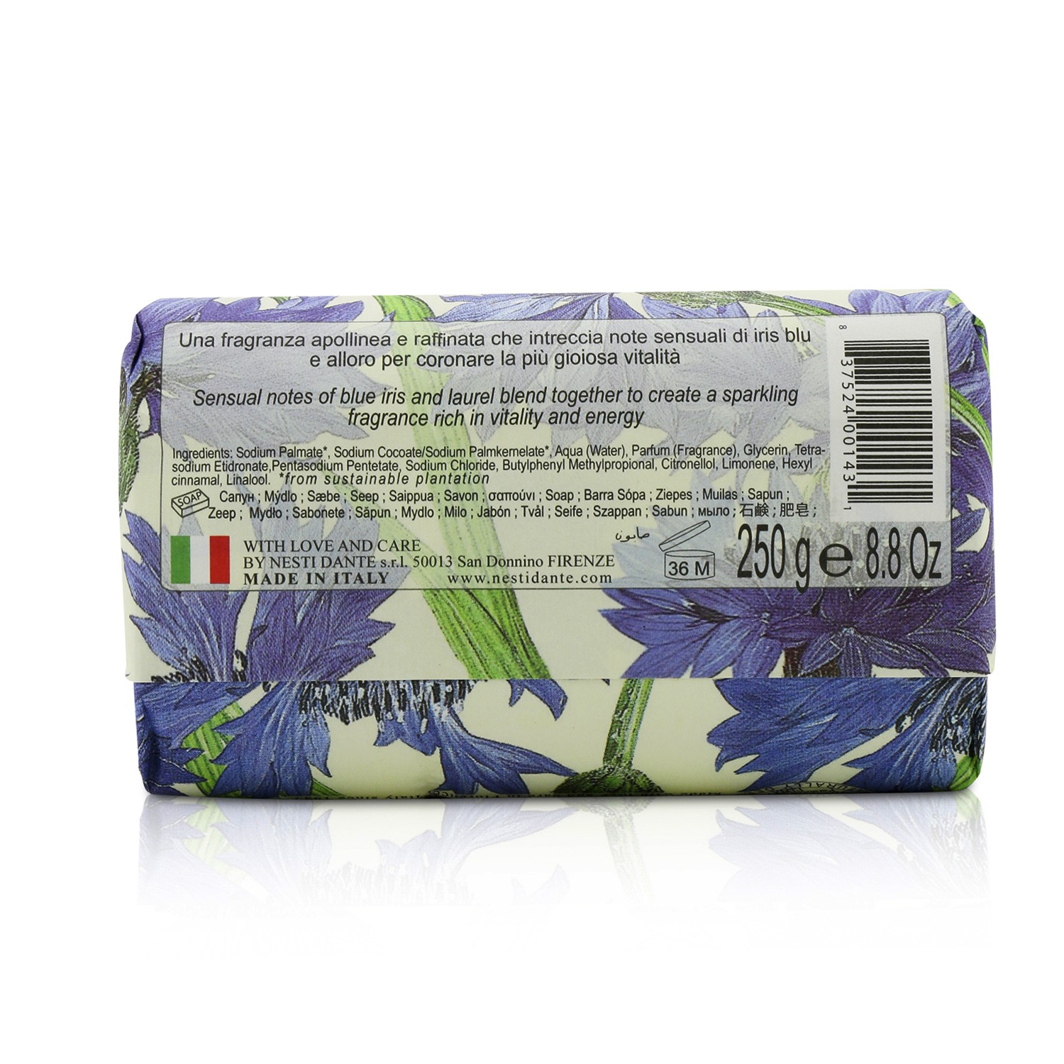 Nesti Dante Dolce Vivere Fine Natural Soap - Firenze - Blue Iris, Morning Dew & Laurel 250g/8.8oz