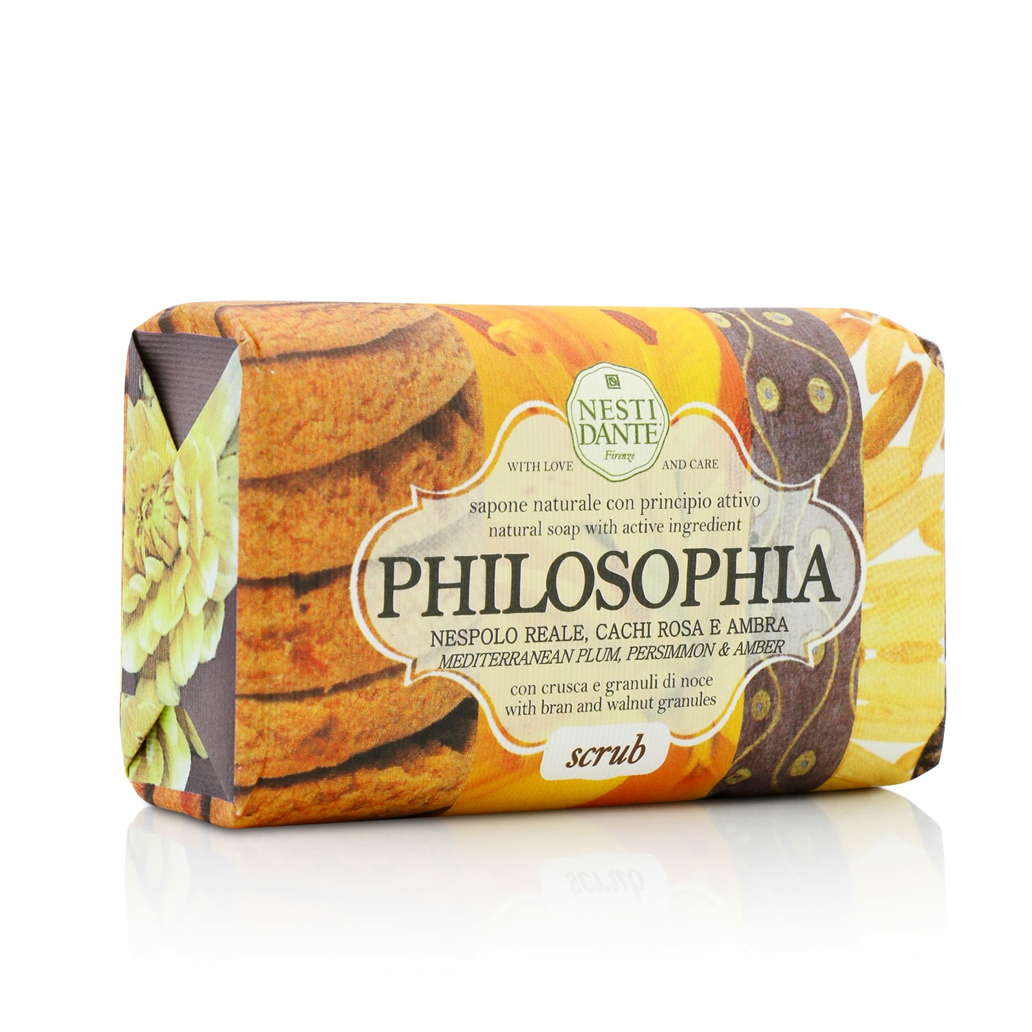 Nesti Dante Philosophia Natural Soap - Scrub - Mediterranean Plum, Persimmon & Amber With Bran & Walnut Granules 250g/8.8oz