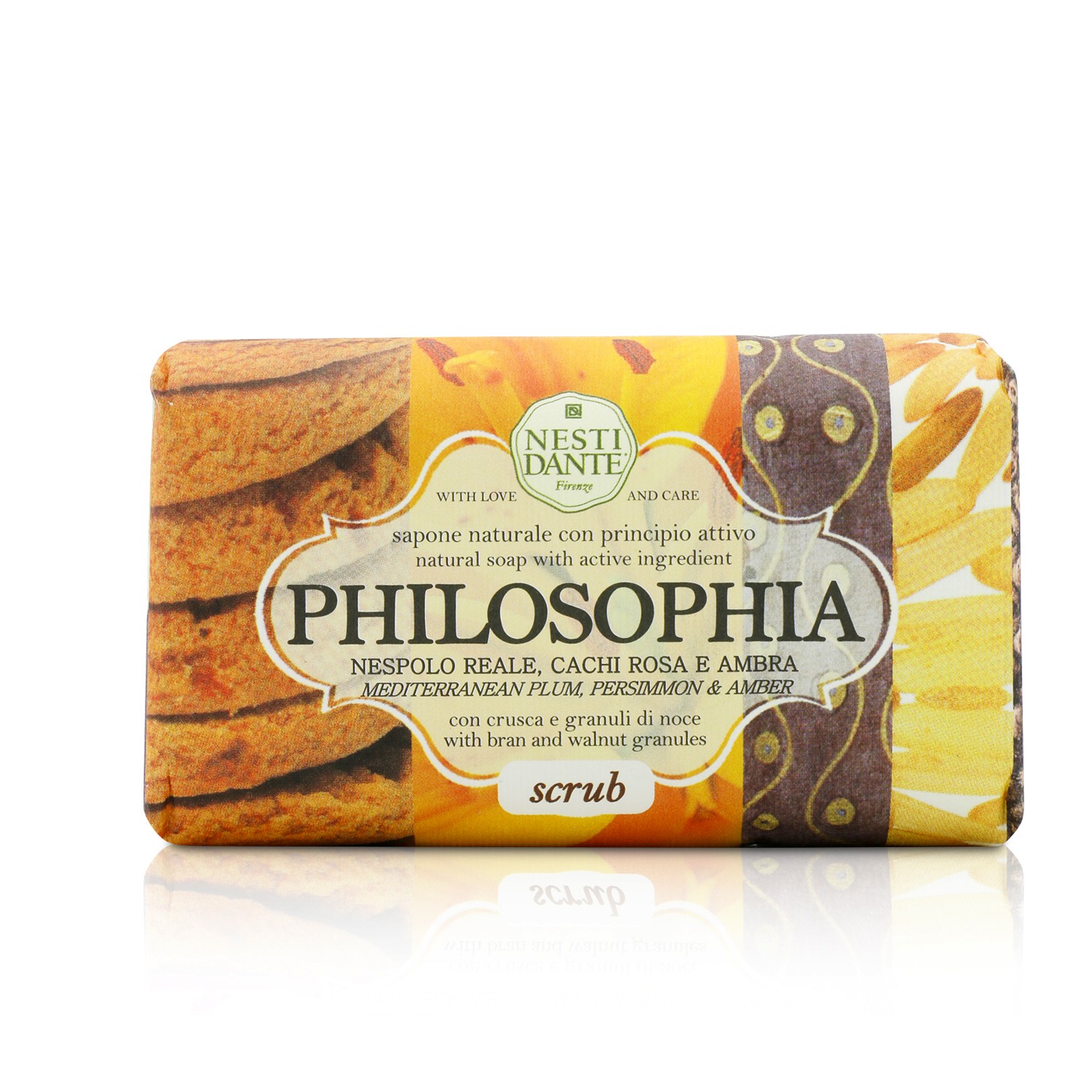 Nesti Dante Philosophia Natural Soap - Scrub - Mediterranean Plum, Persimmon & Amber With Bran & Walnut Granules 250g/8.8oz